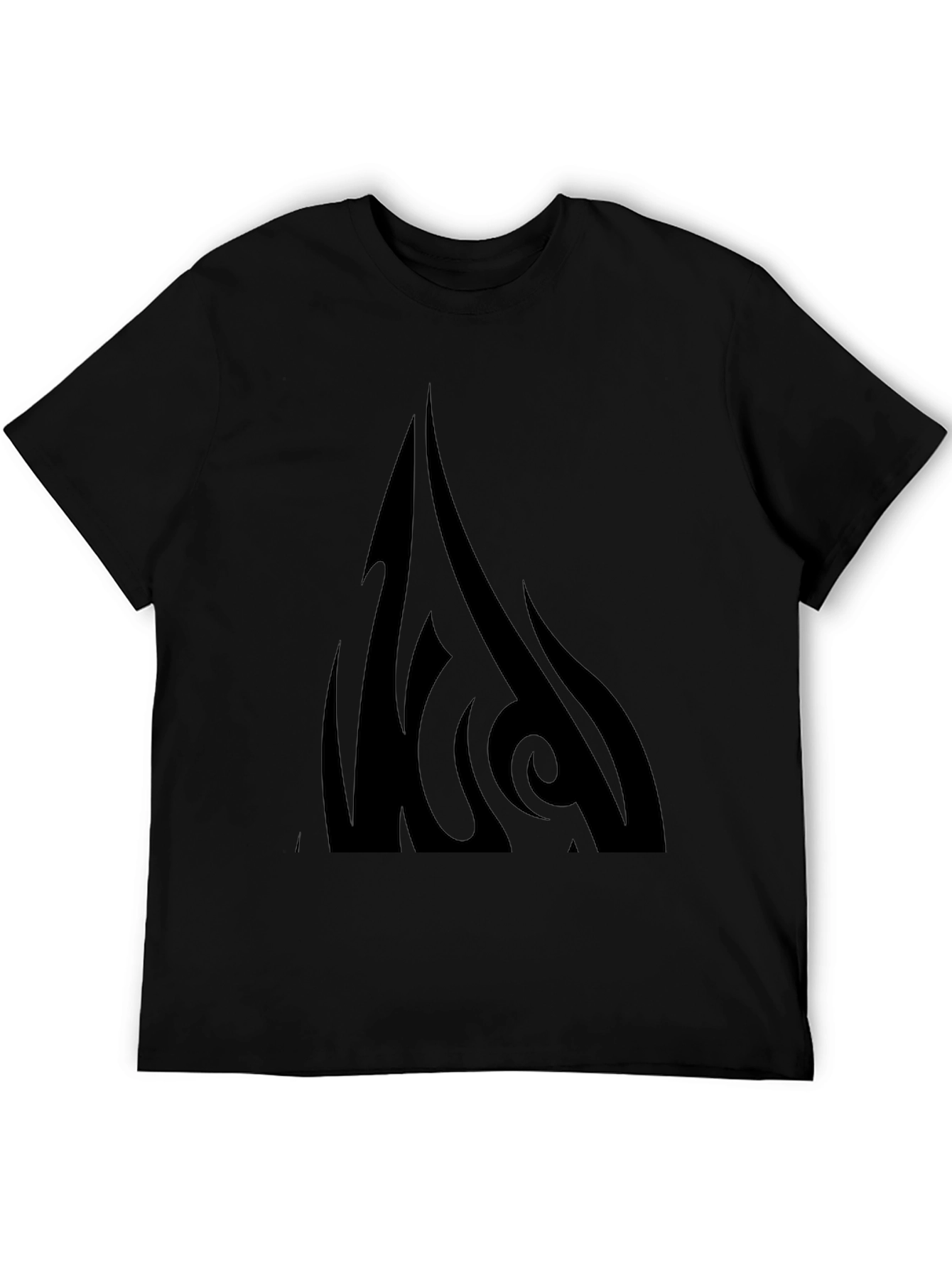 Mens Black Graphic Tee - Tribal Flame Design