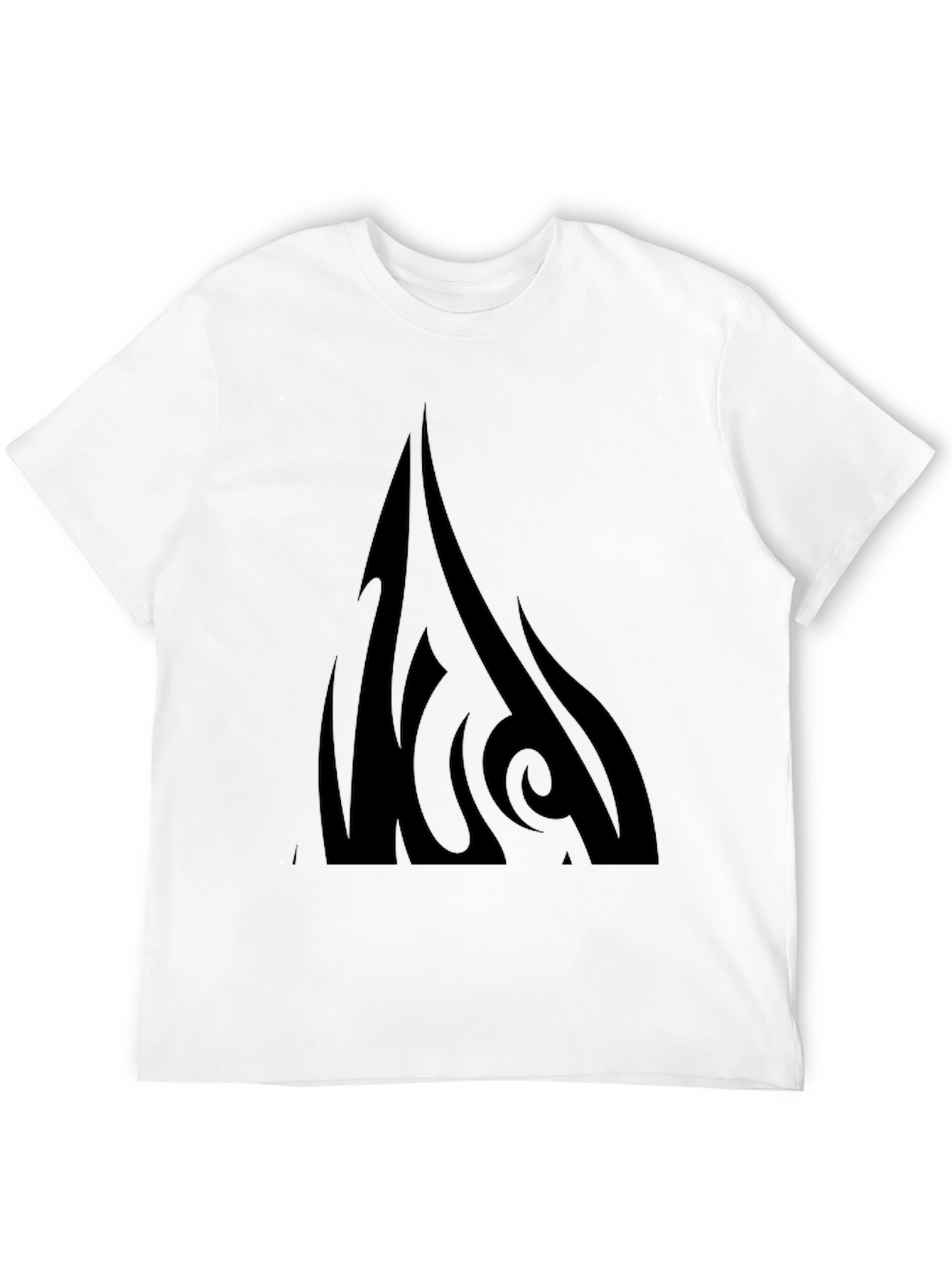 Mens Black Graphic Tee - Tribal Flame Design