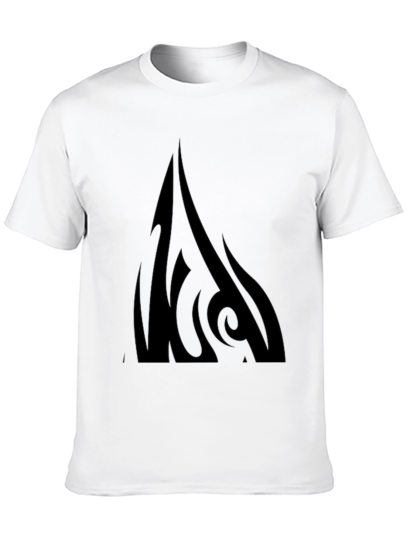 Mens Black Graphic Tee - Tribal Flame Design
