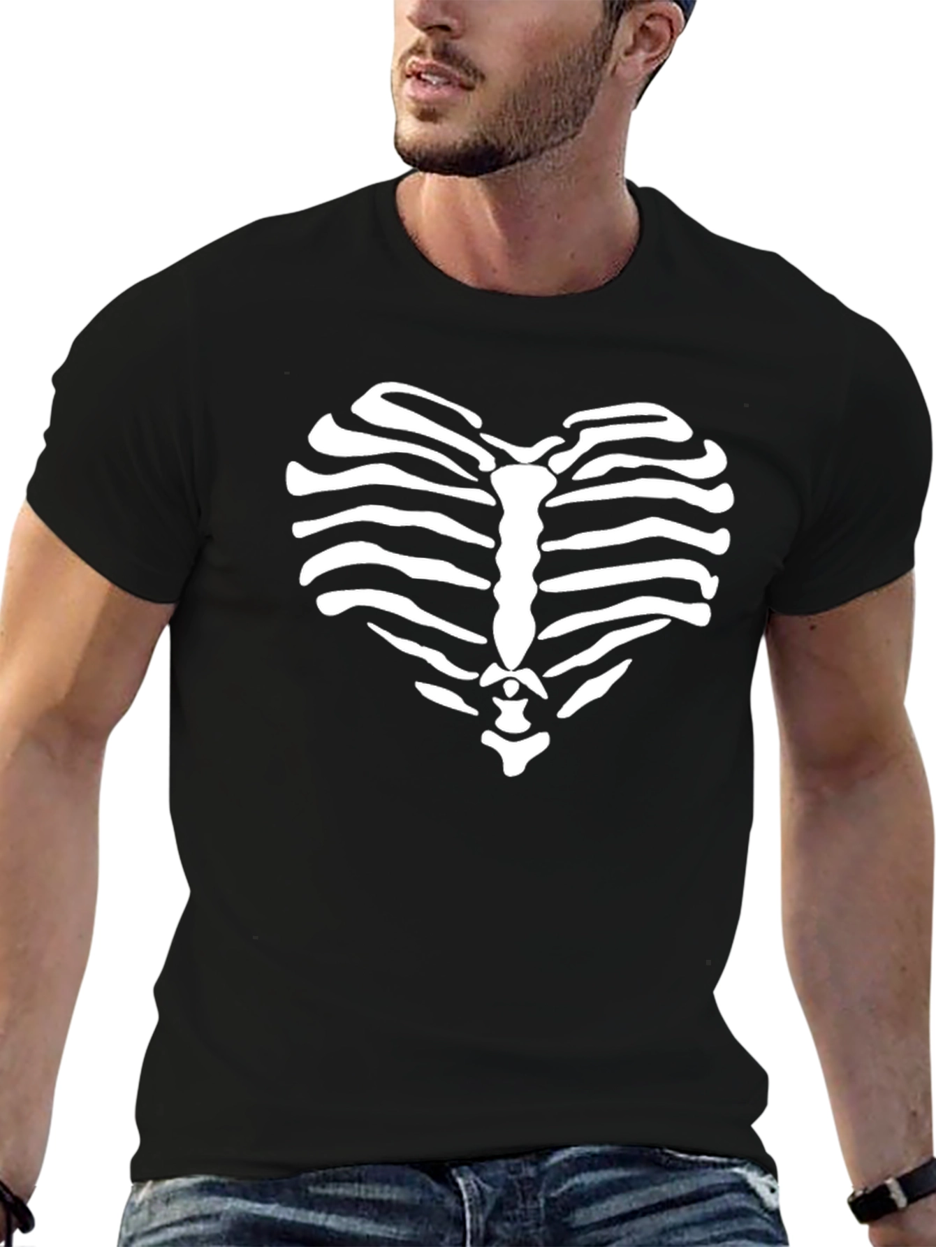 Heart Rib Cage Graphic Tee - Mens Black T-Shirt