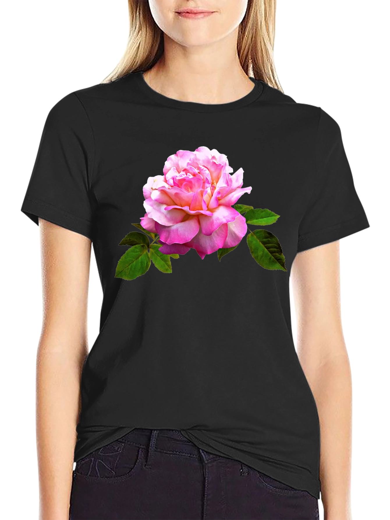 Rose Graphic Black T-Shirt