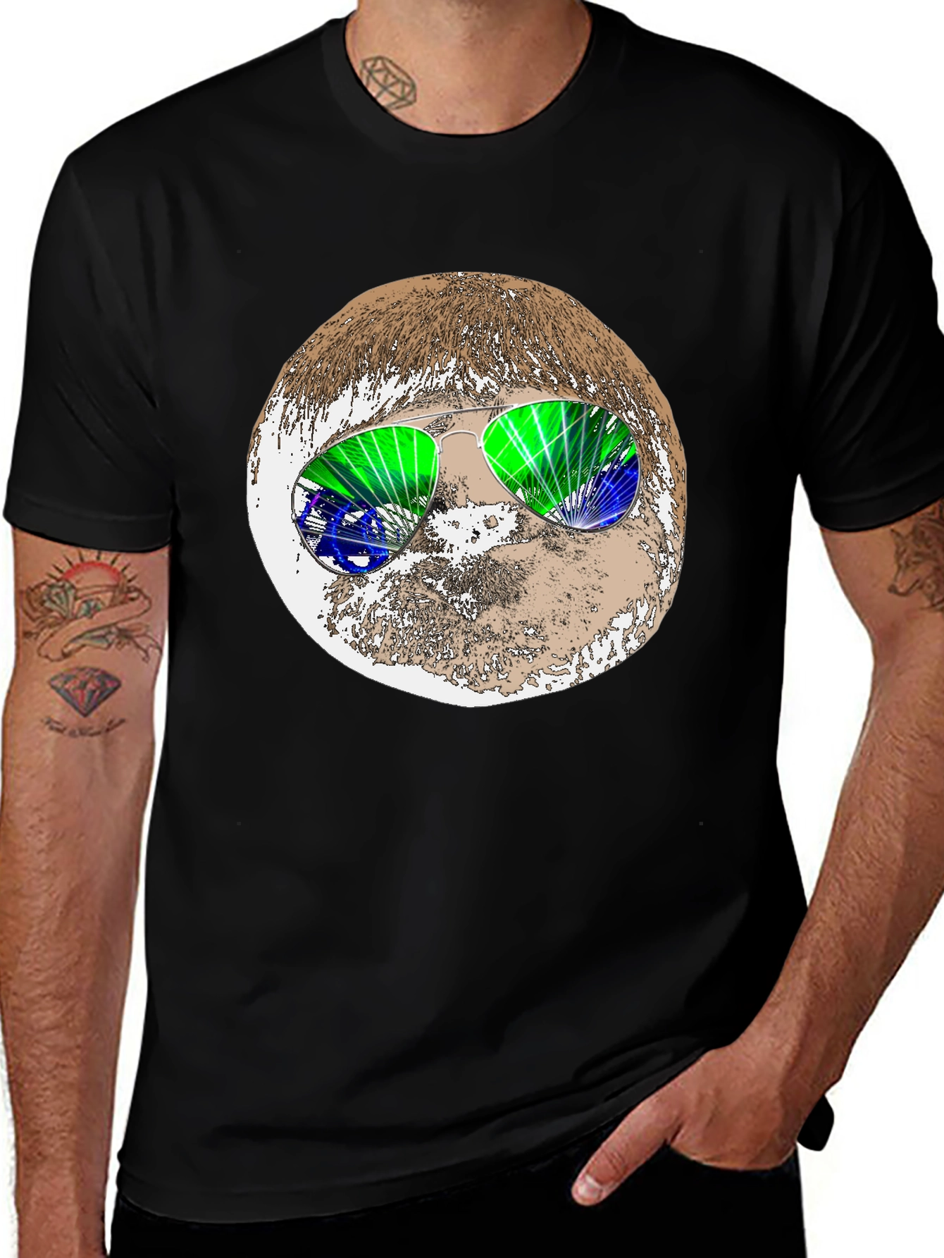 Retro Sloth Sunglasses Graphic Tee