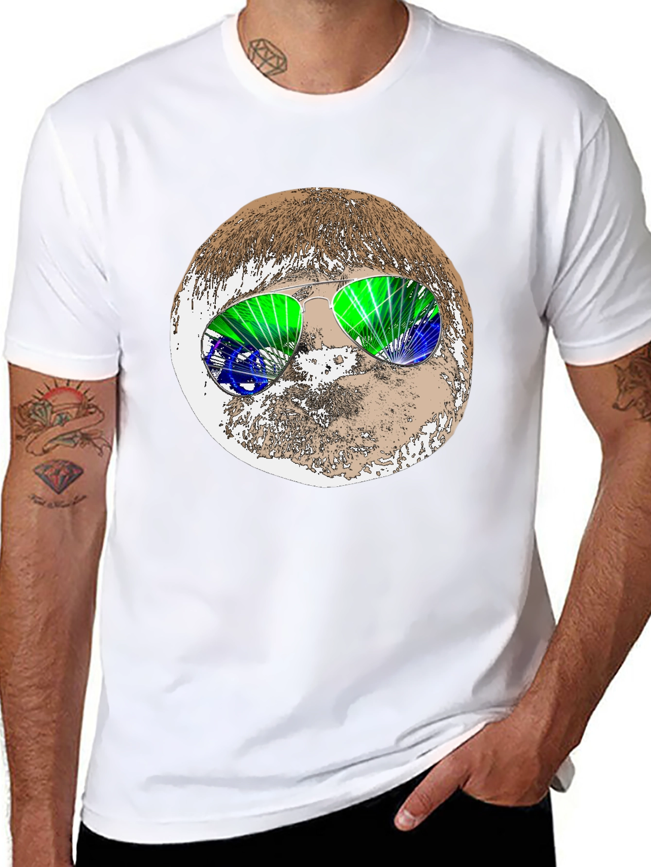 Retro Sloth Sunglasses Graphic Tee