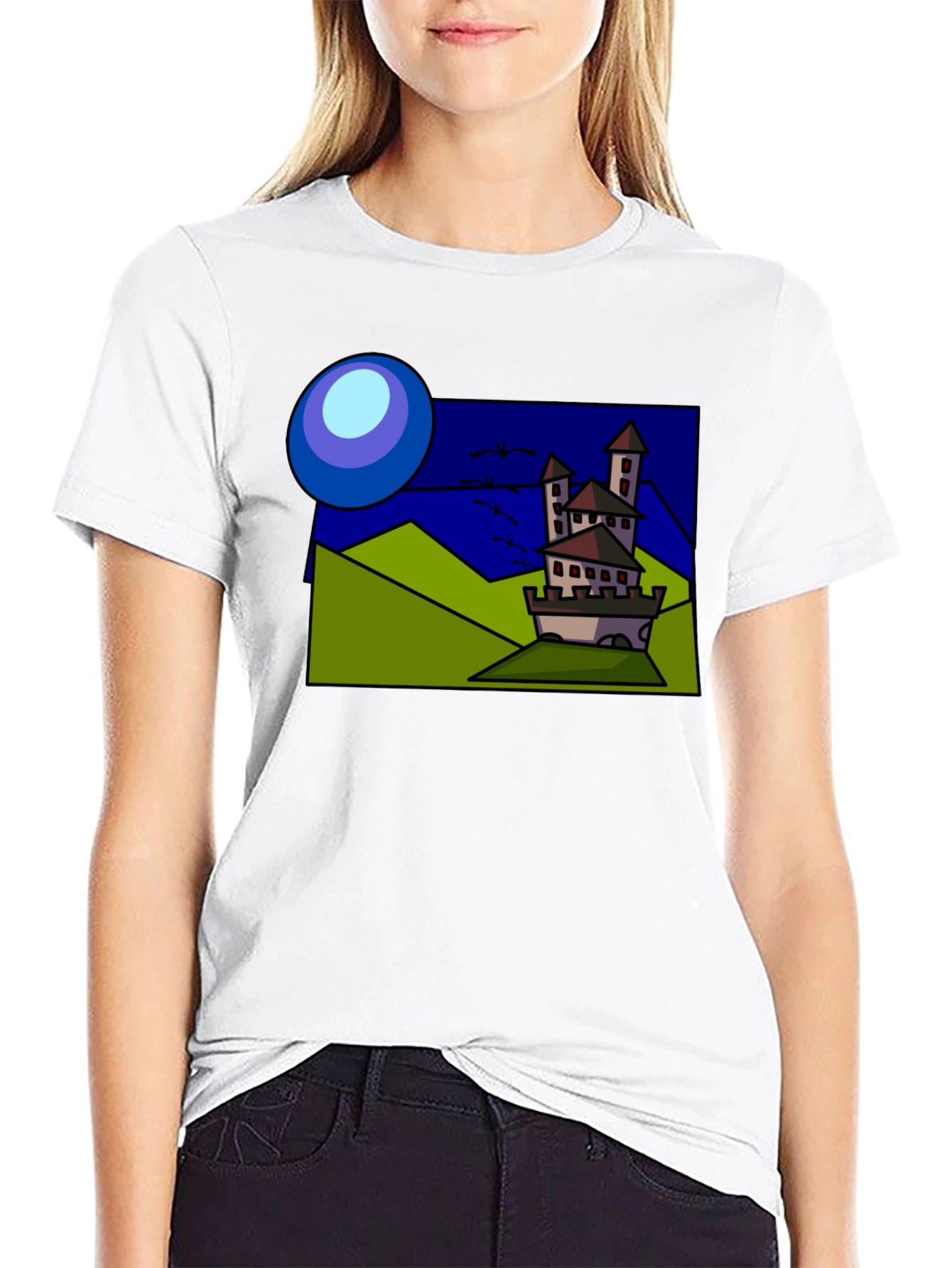 Cartoon Castle T-Shirt: Quirky Design Classic Fit