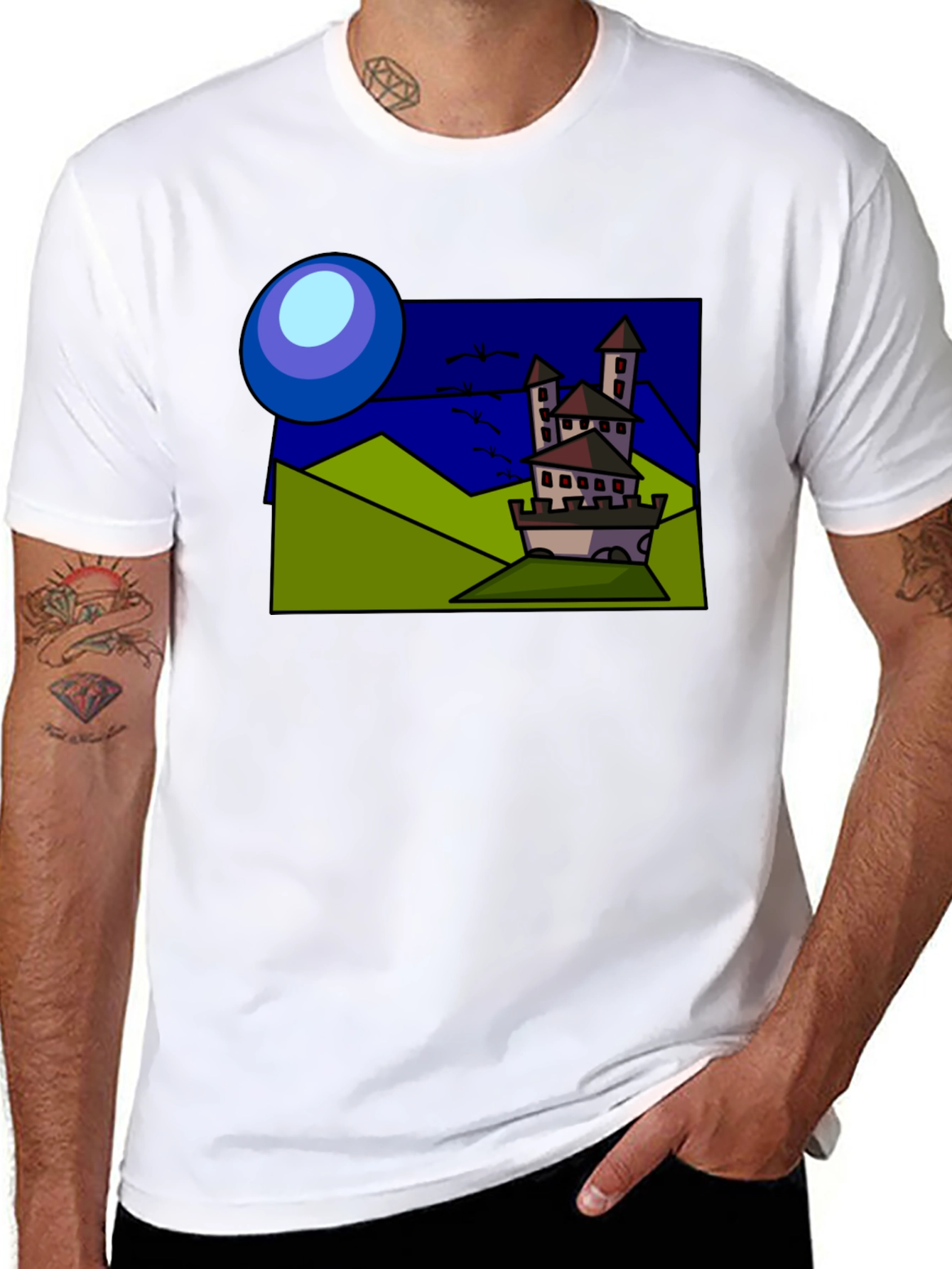 Cartoon Castle T-Shirt: Quirky Design Classic Fit