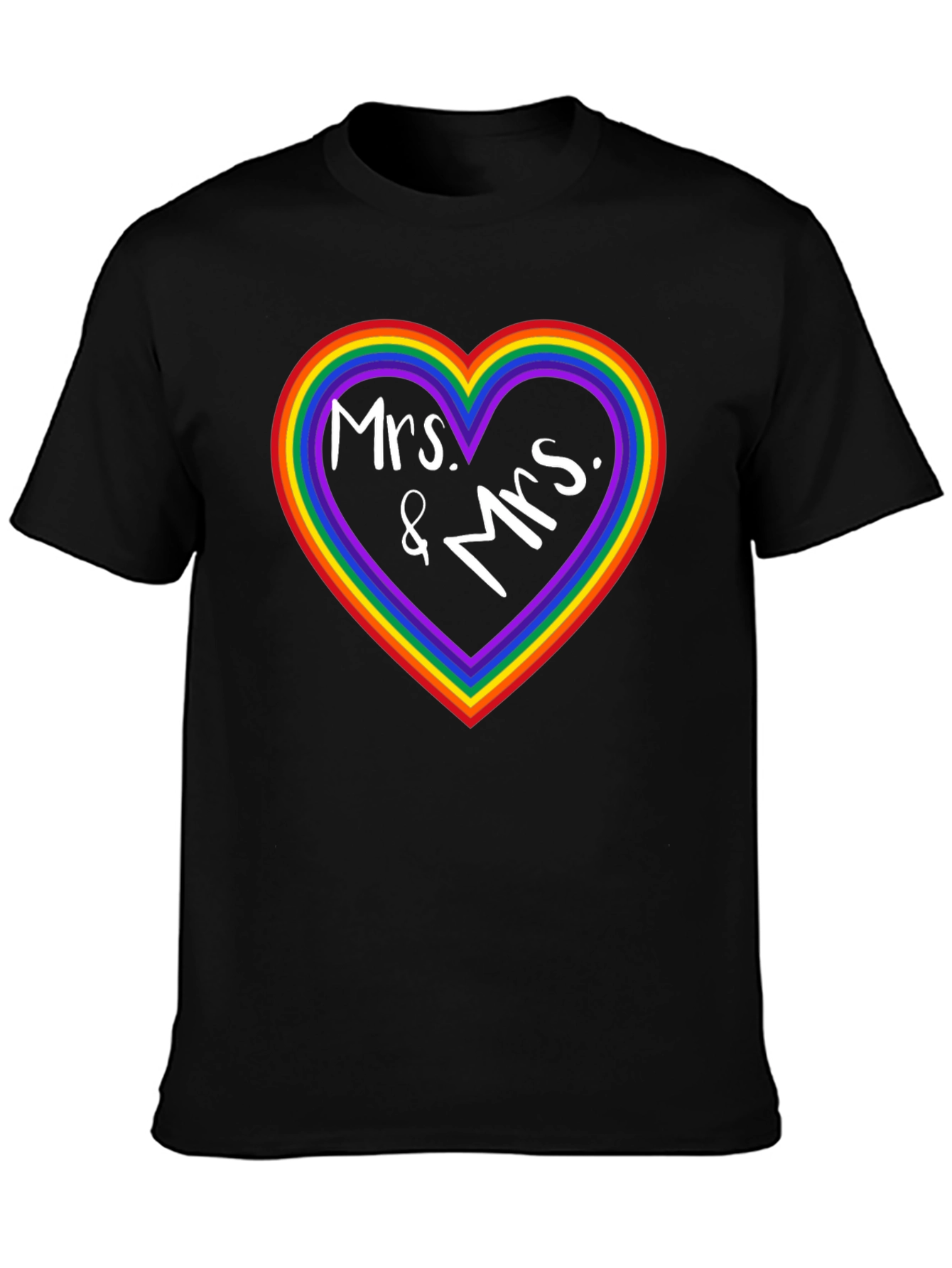 Mrs. & Mrs. Rainbow Heart Pride T-Shirt
