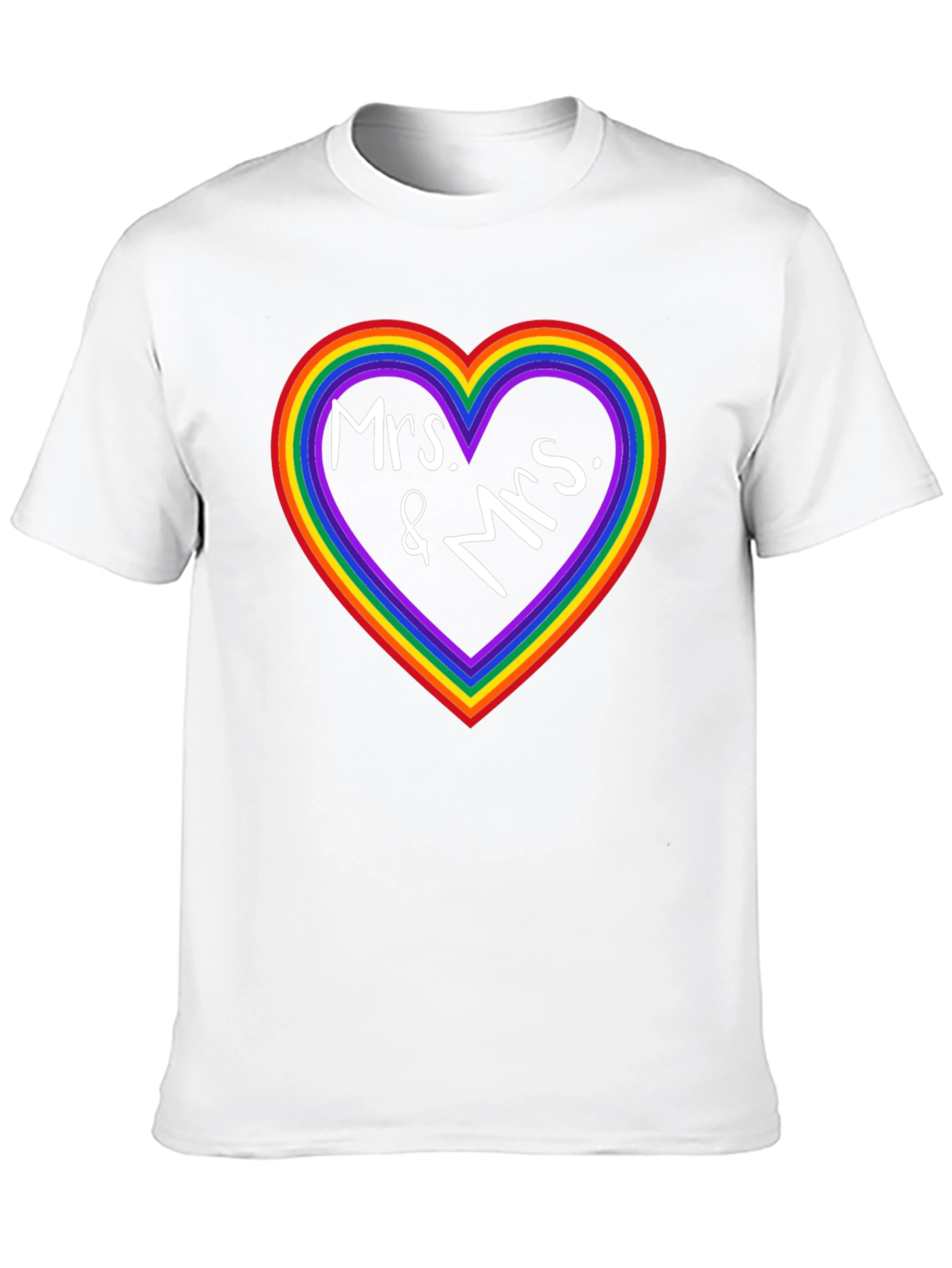 Mrs. & Mrs. Rainbow Heart Pride T-Shirt