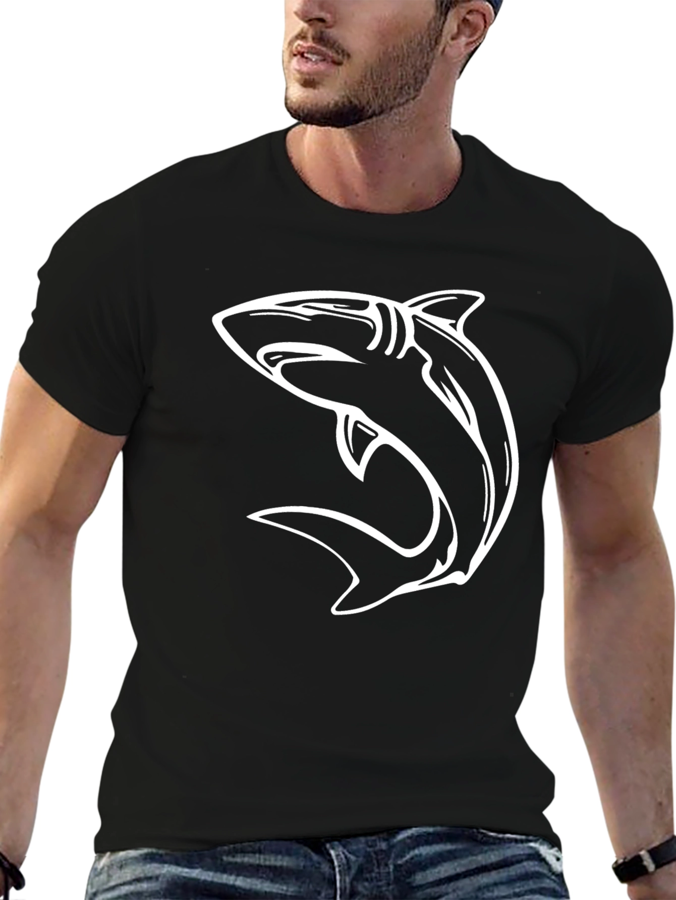 Mens Black Shark Graphic T-Shirt
