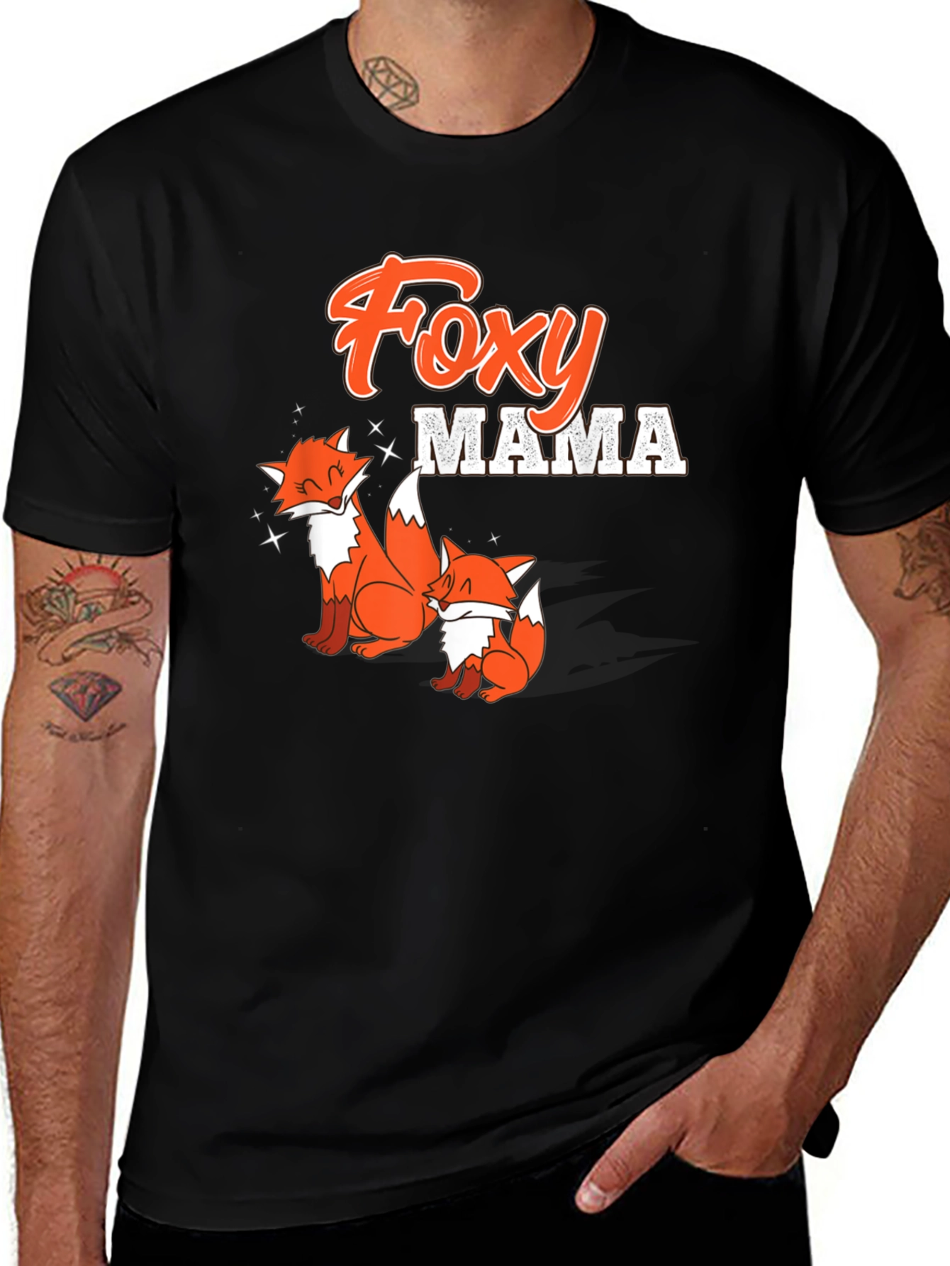 Foxy Mama Graphic Tee - Cute Fox Family Design