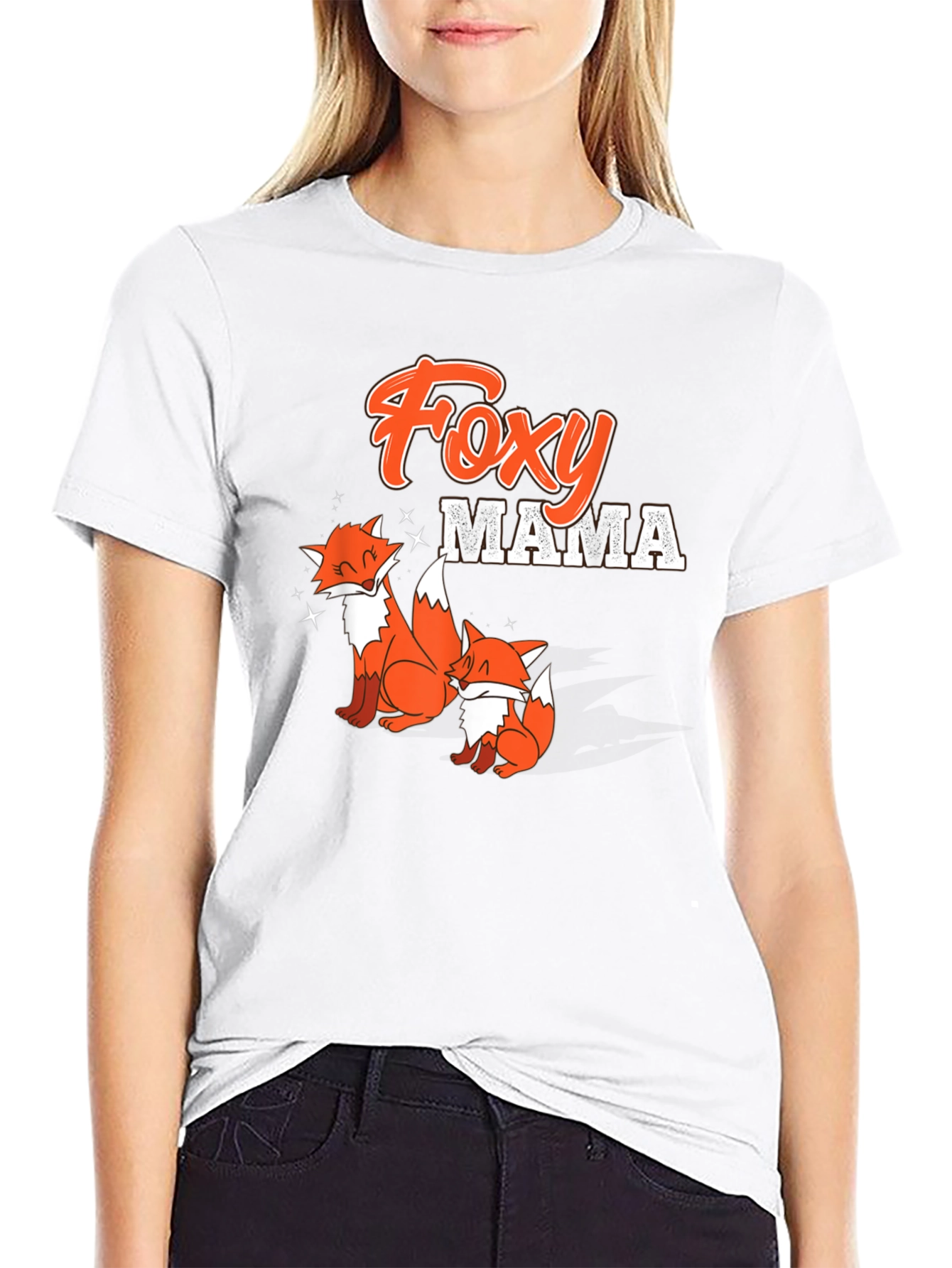 Foxy Mama Graphic Tee - Cute Fox Family Design