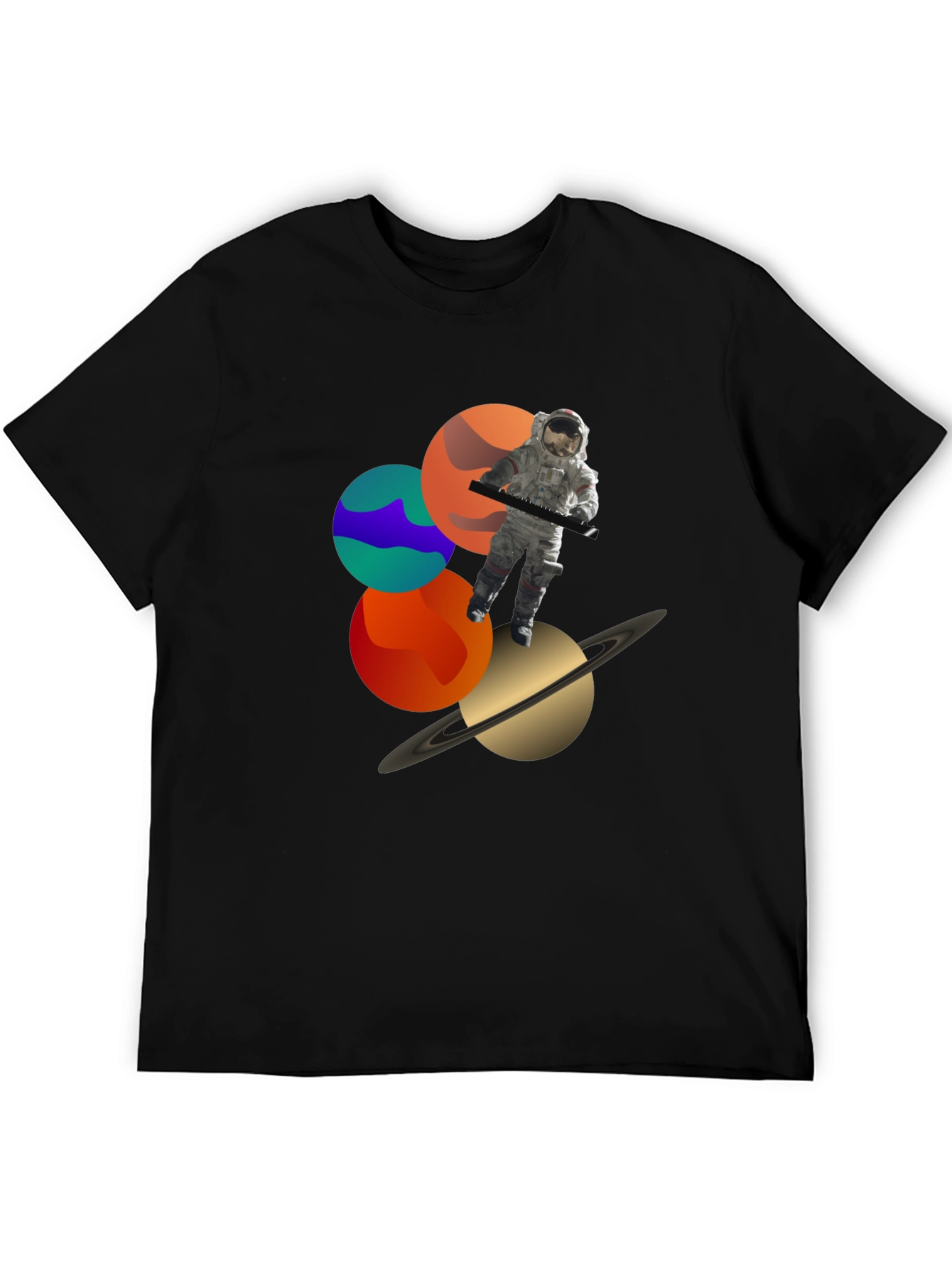 Cosmic Musician Graphic Tee - Space Astronaut Keyboardist T-Shirt