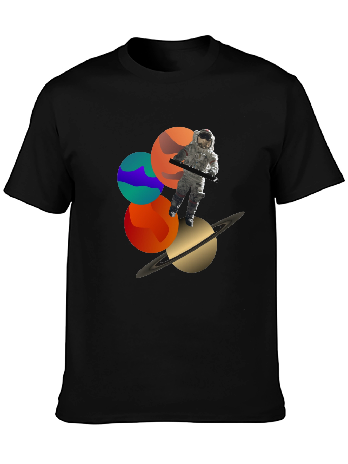Cosmic Musician Graphic Tee - Space Astronaut Keyboardist T-Shirt