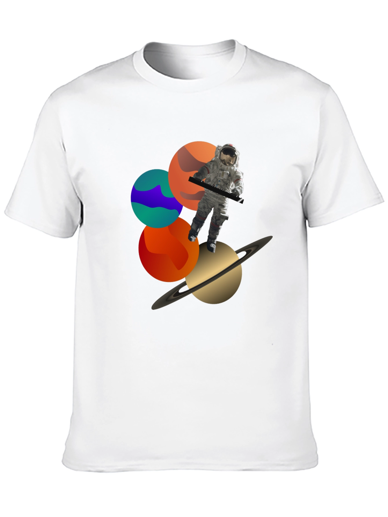 Cosmic Musician Graphic Tee - Space Astronaut Keyboardist T-Shirt