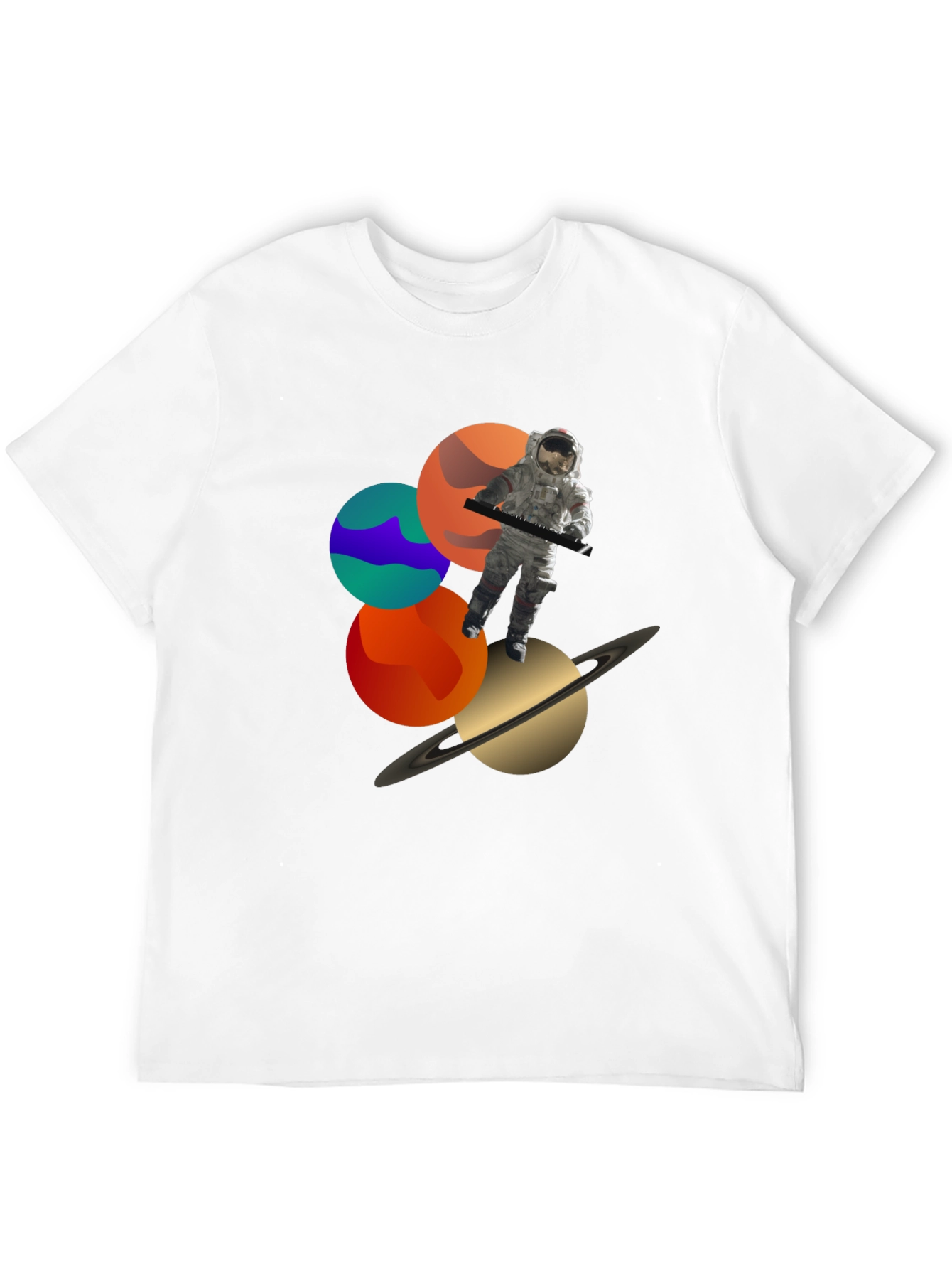 Cosmic Musician Graphic Tee - Space Astronaut Keyboardist T-Shirt
