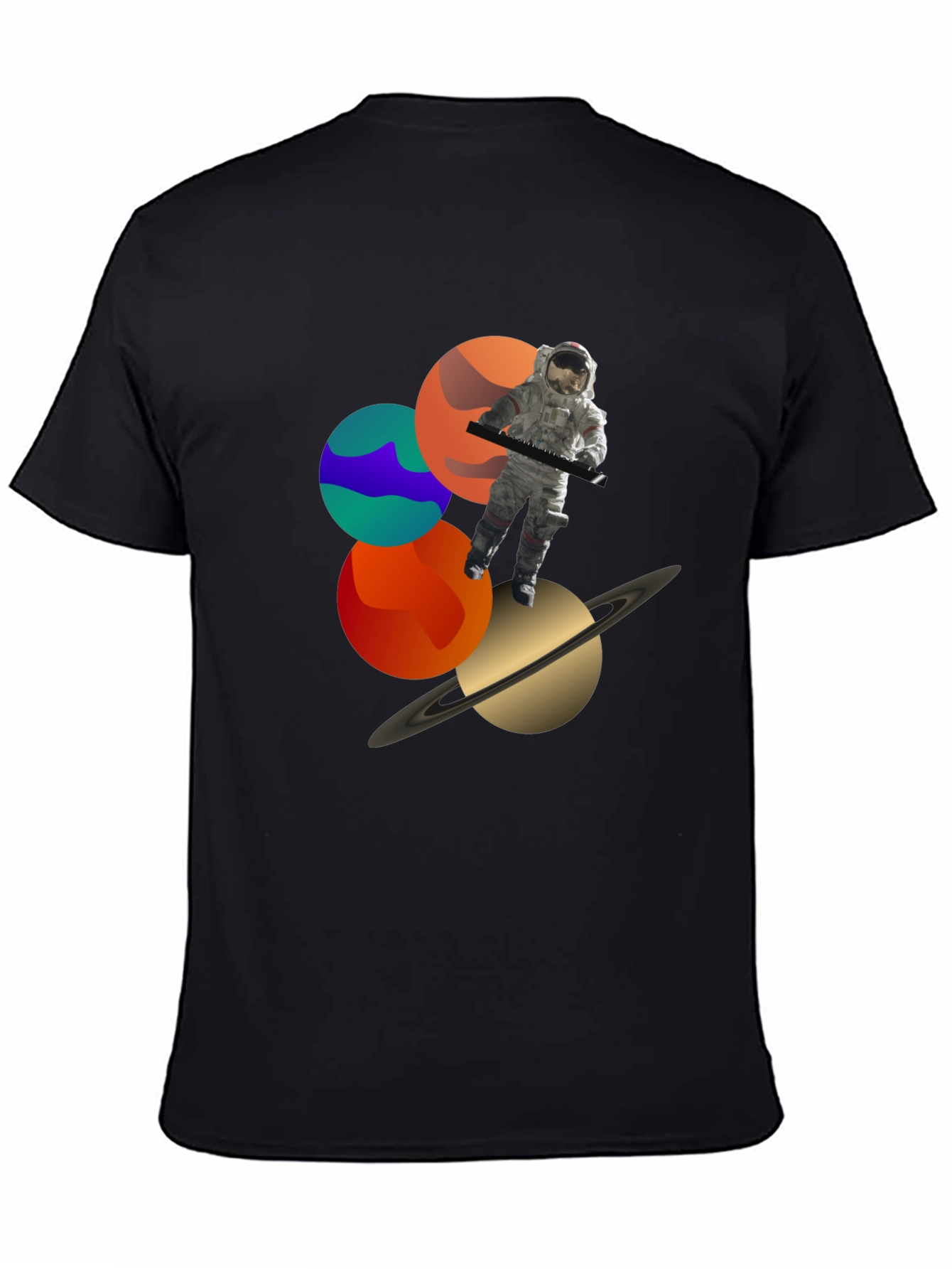 Cosmic Musician Graphic Tee - Space Astronaut Keyboardist T-Shirt