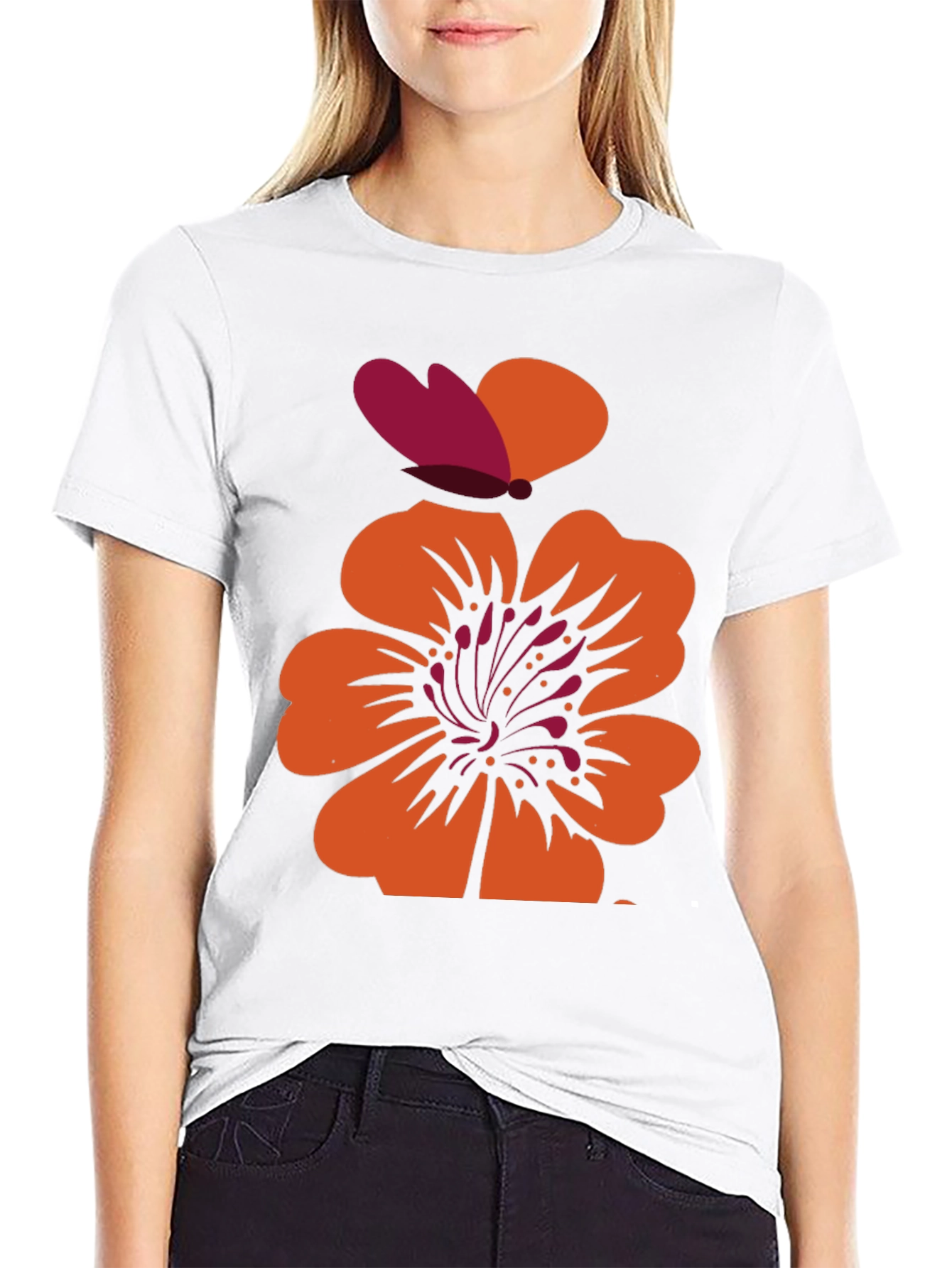 Floral Butterfly Graphic Print Tee