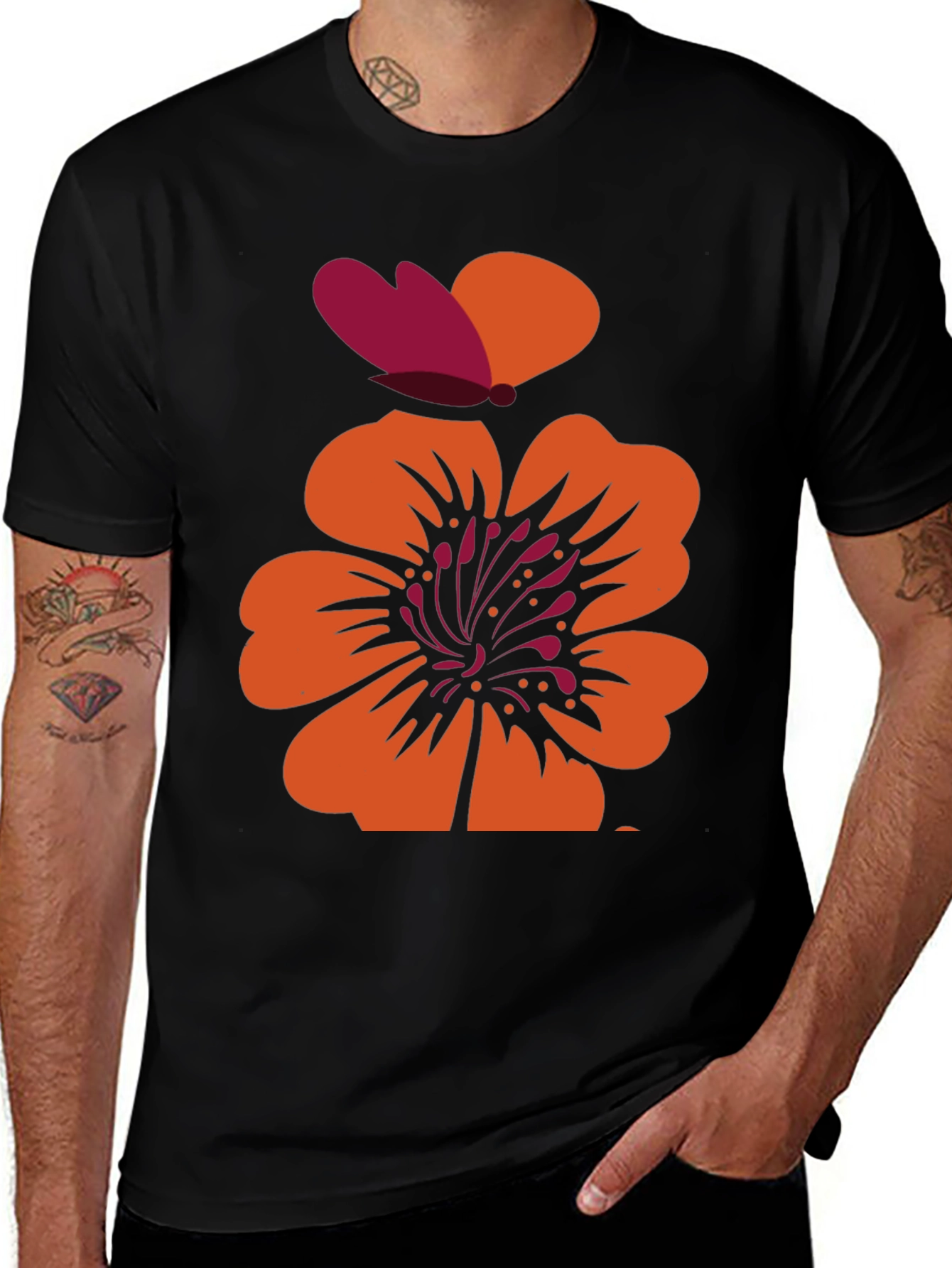 Floral Butterfly Graphic Print Tee