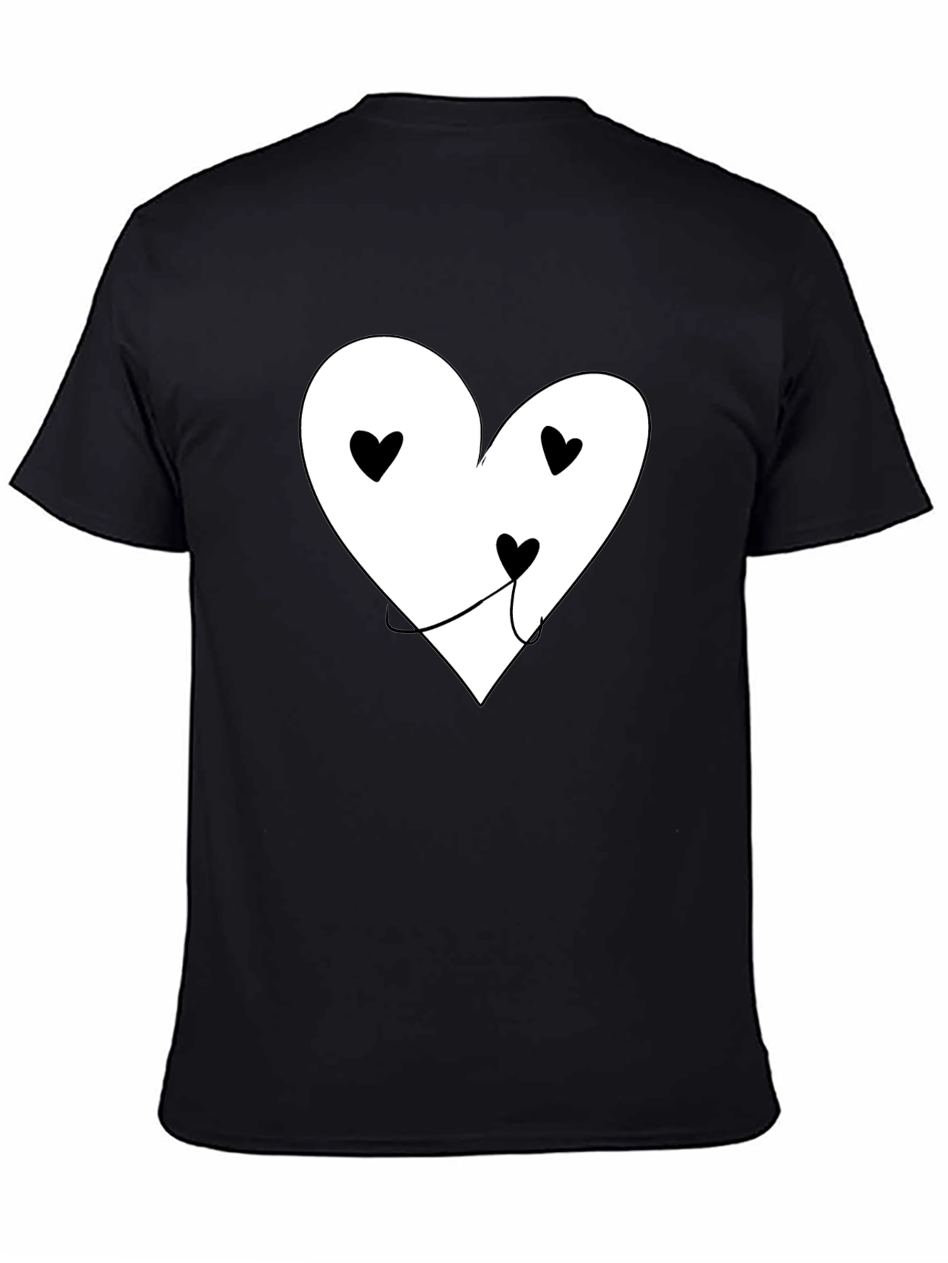 Heart Face Graphic T-Shirt - Black