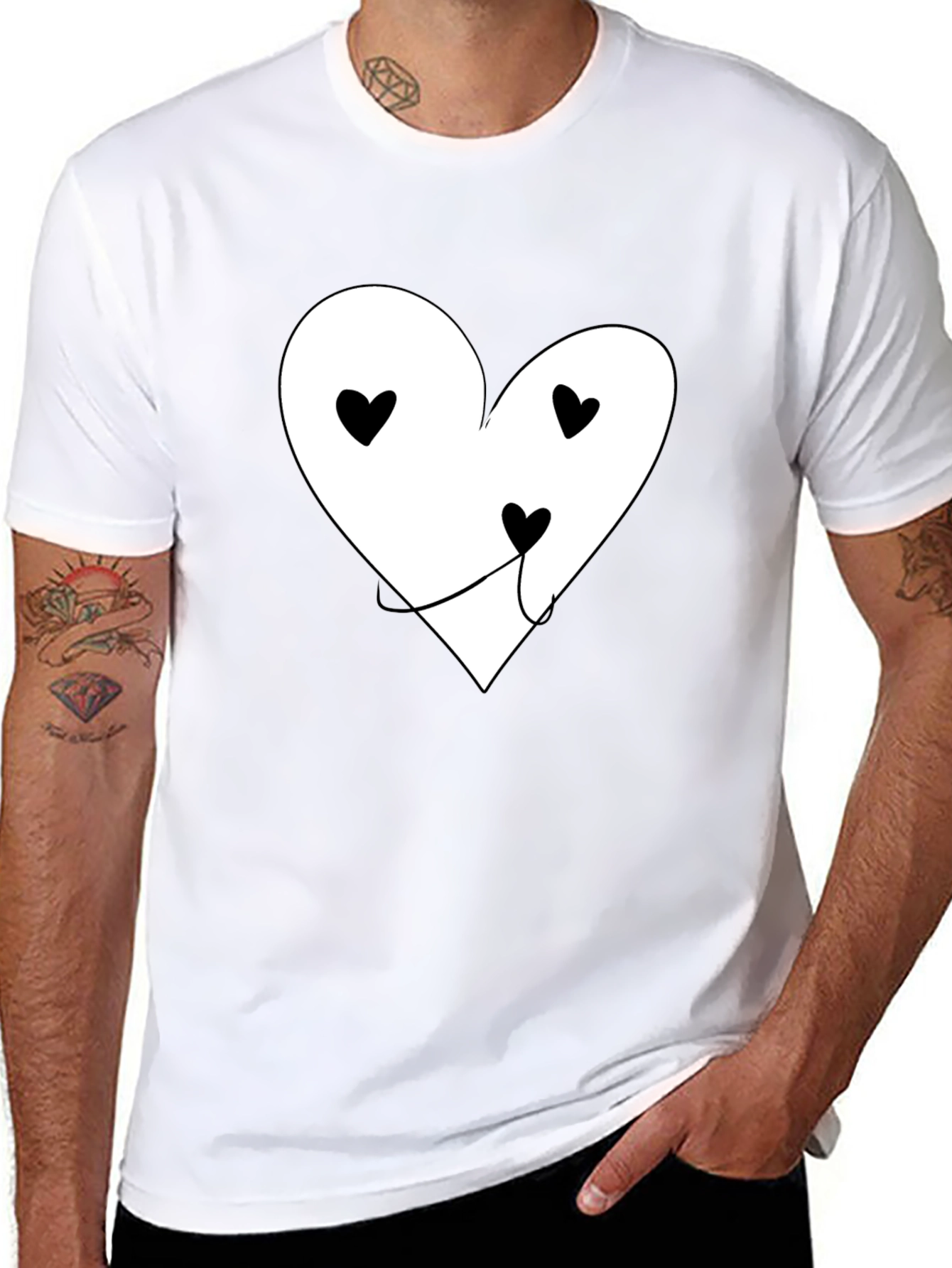 Heart Face Graphic T-Shirt - Black