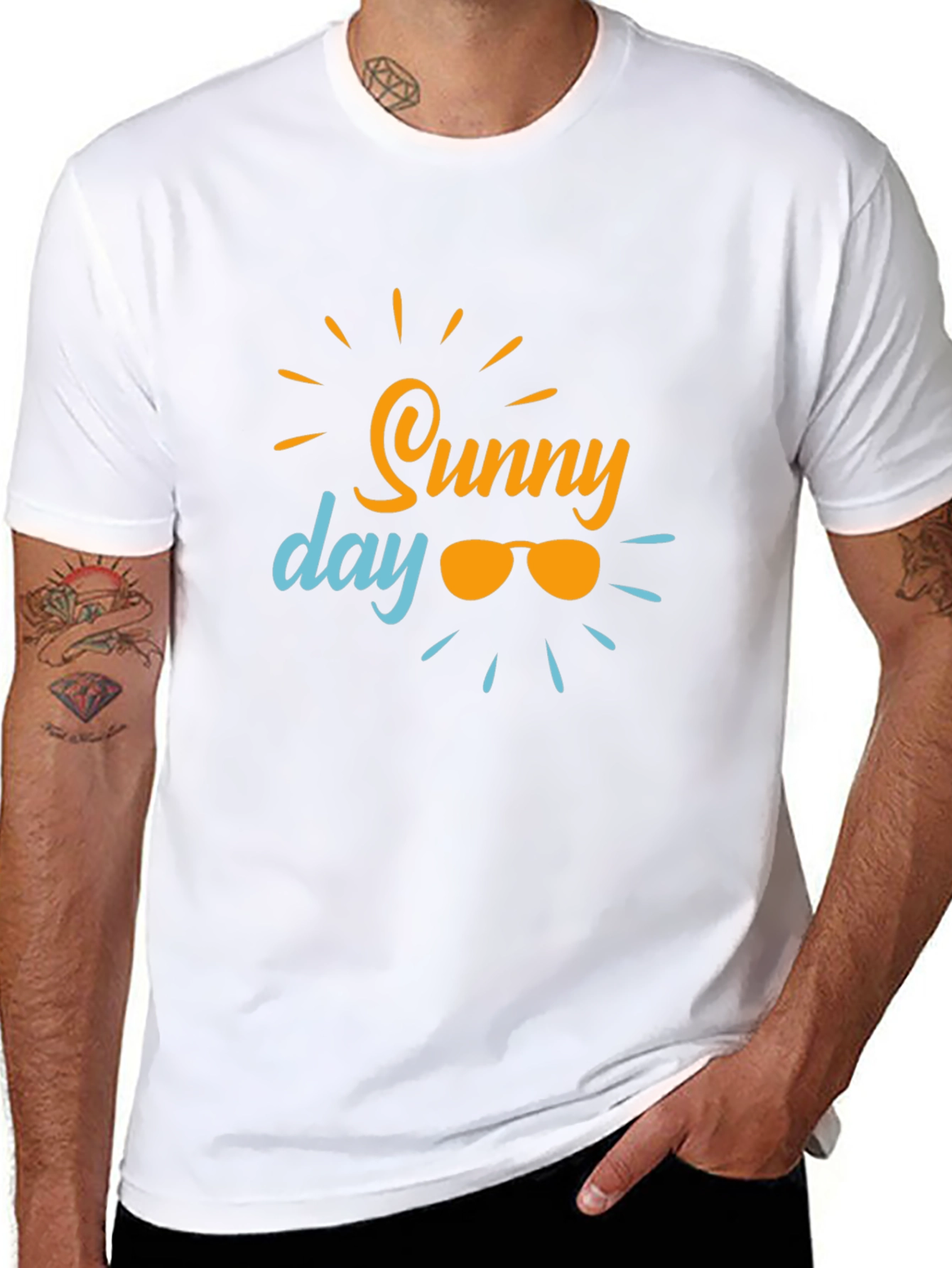 Sunny Day Graphic Tee - Black Cotton T-Shirt