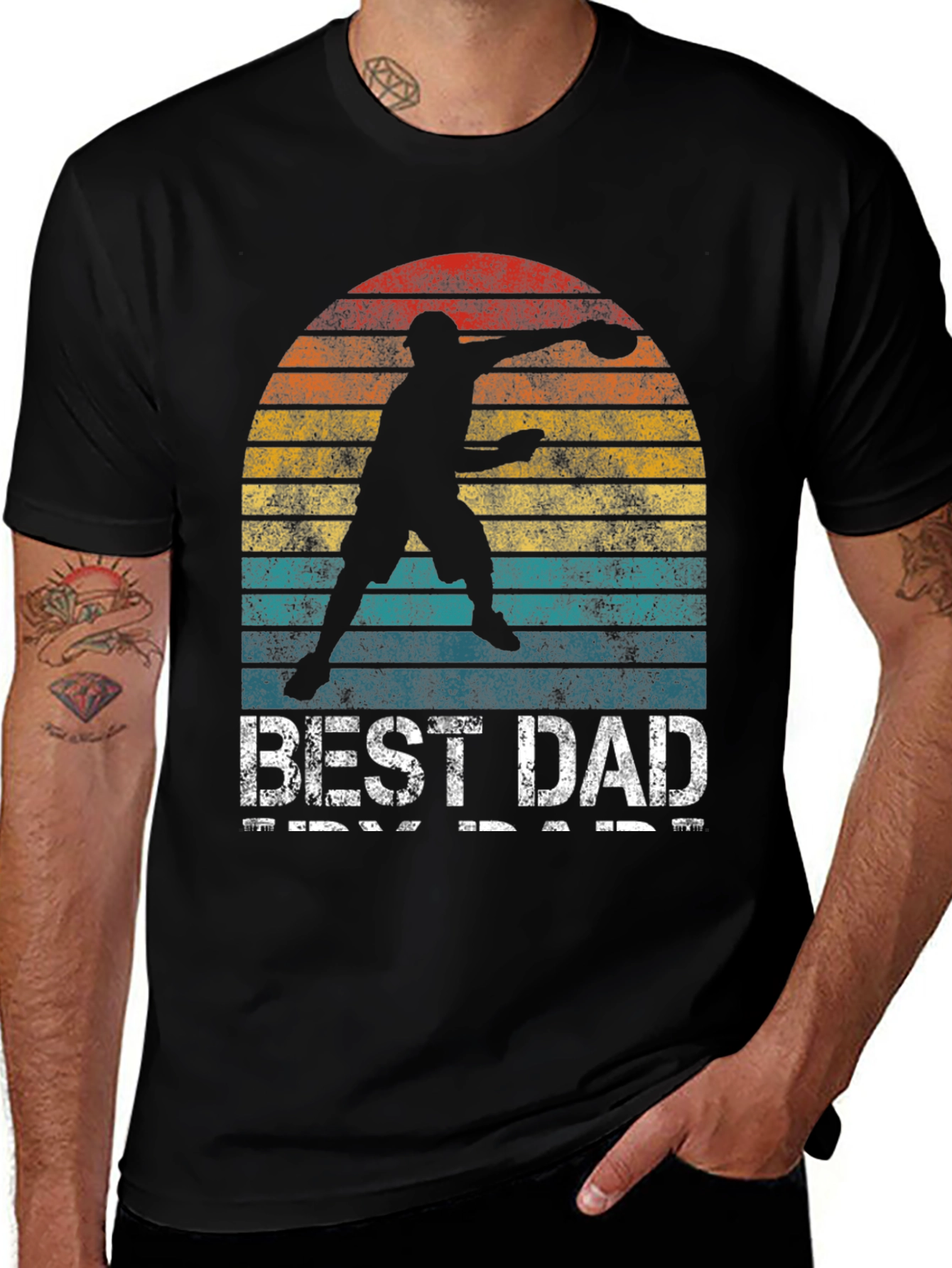 Best Dad Ever T-Shirt Frisbee Thrower Graphic Tee