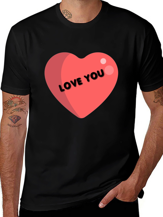Love You Heart Graphic Tee - Black