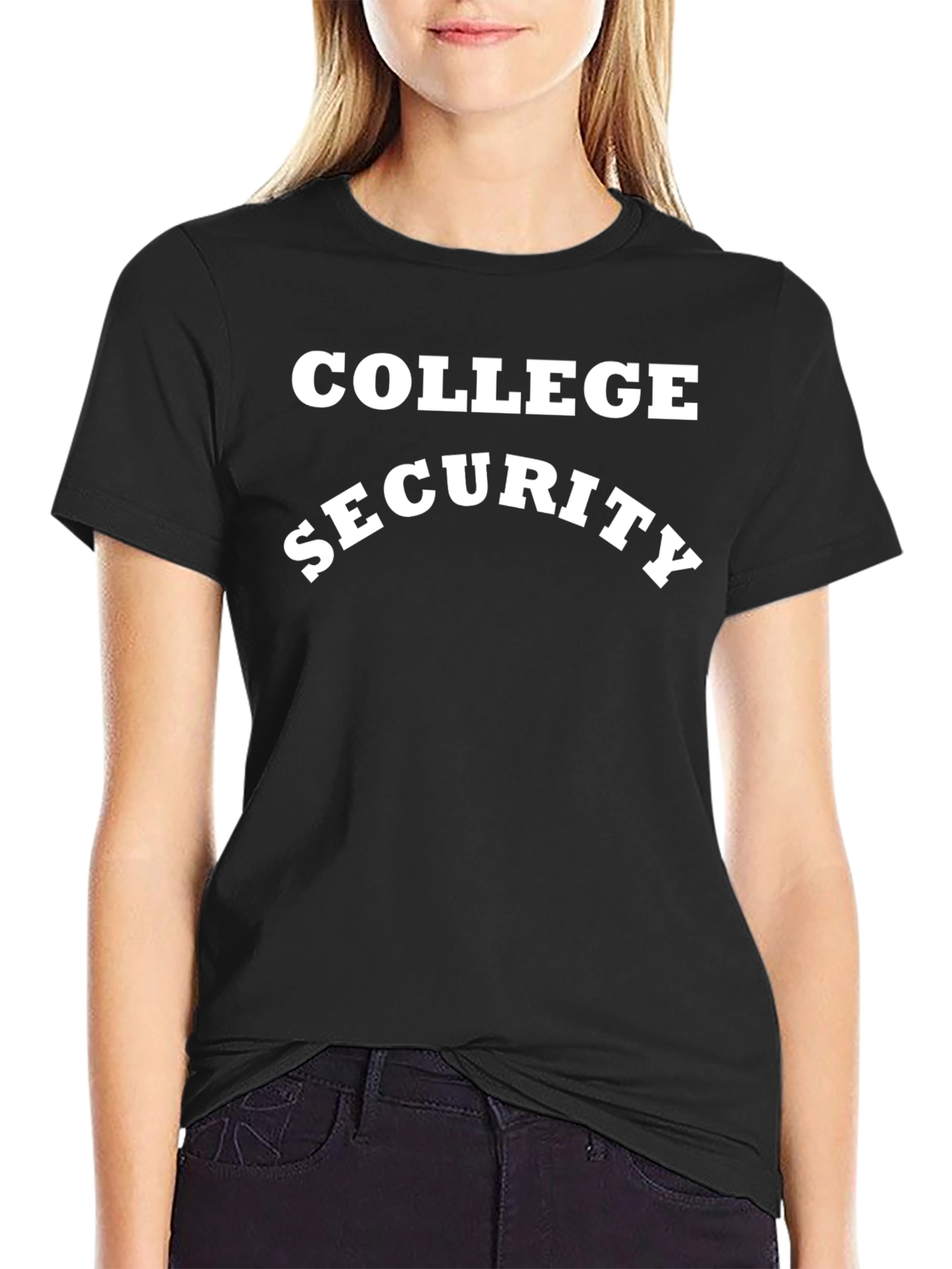 College Security T-Shirt - Black Crew Neck Tee