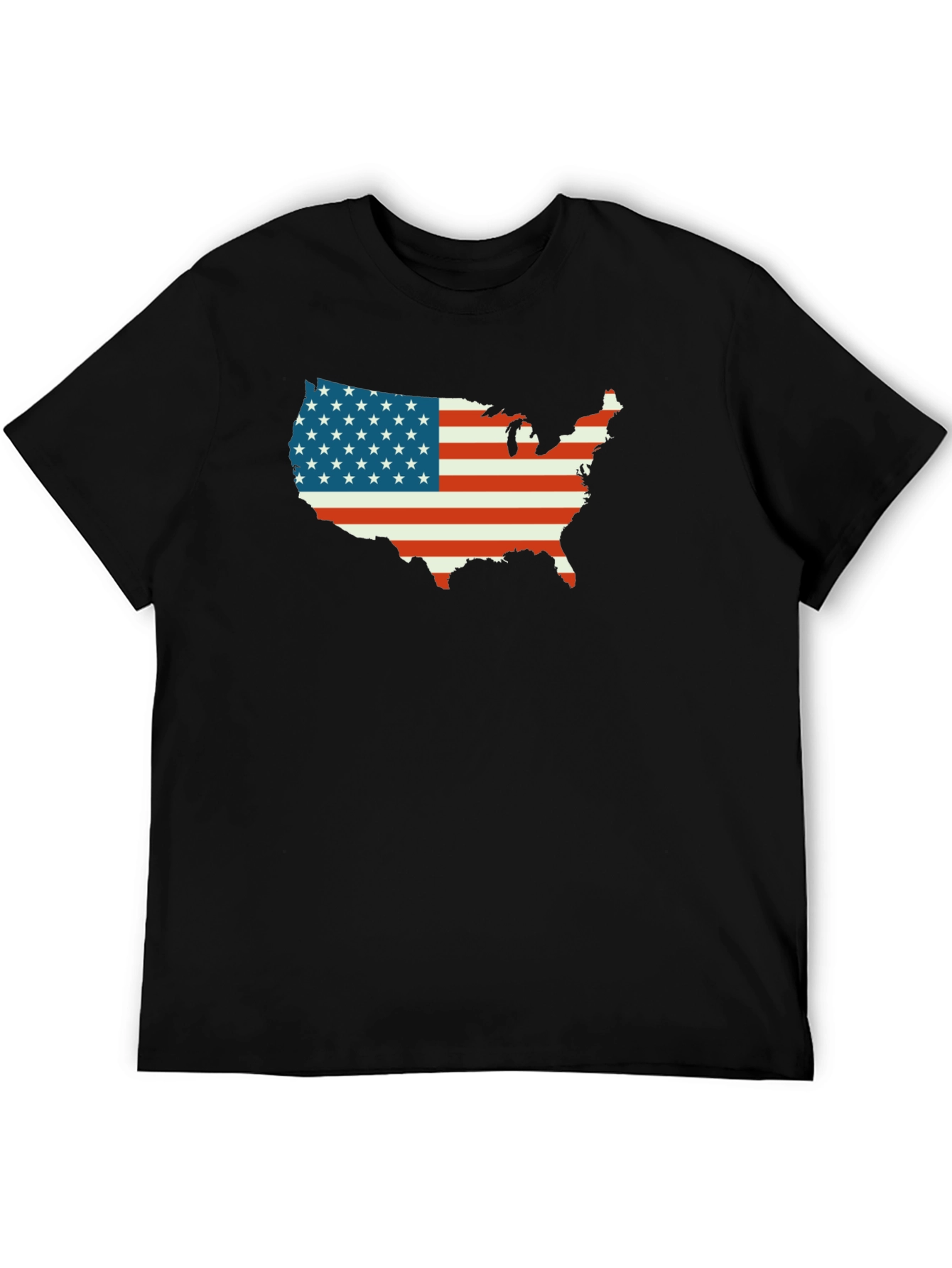 American Flag USA Map Black T-Shirt