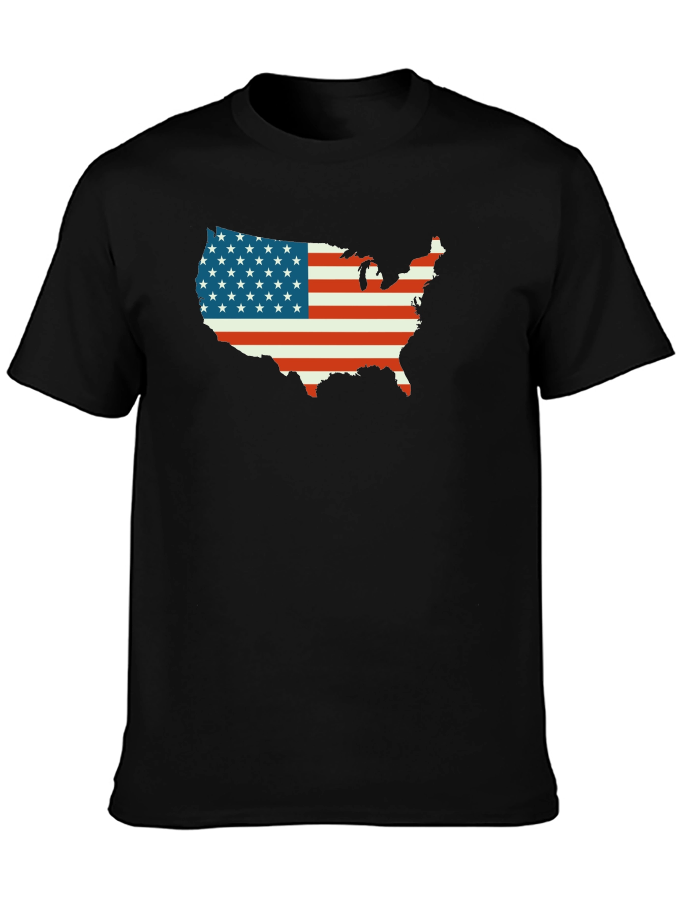 American Flag USA Map Black T-Shirt