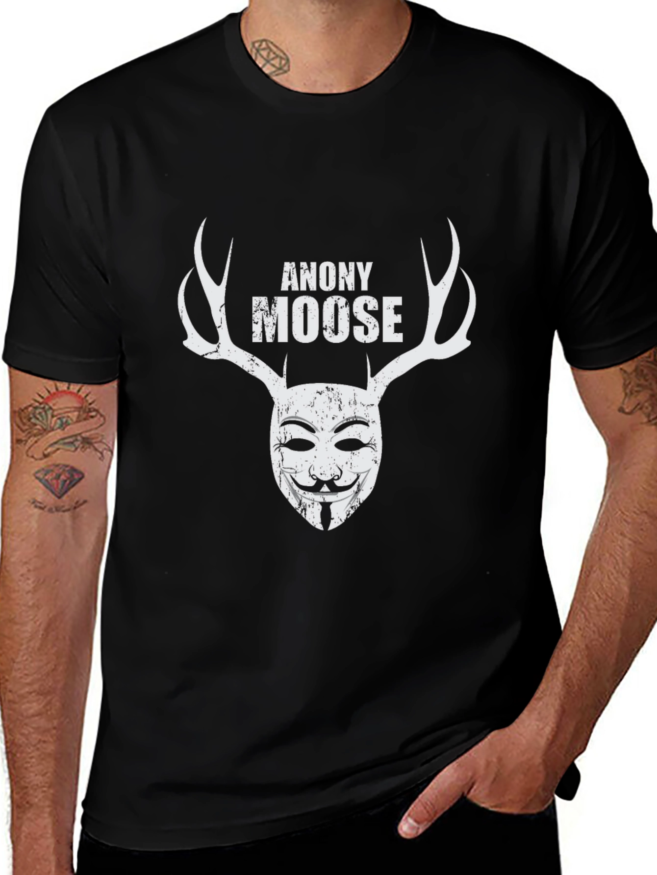 Anony Moose Graphic Print Black T-Shirt