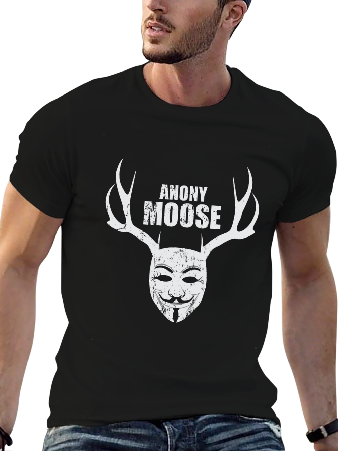 Anony Moose Graphic Print Black T-Shirt