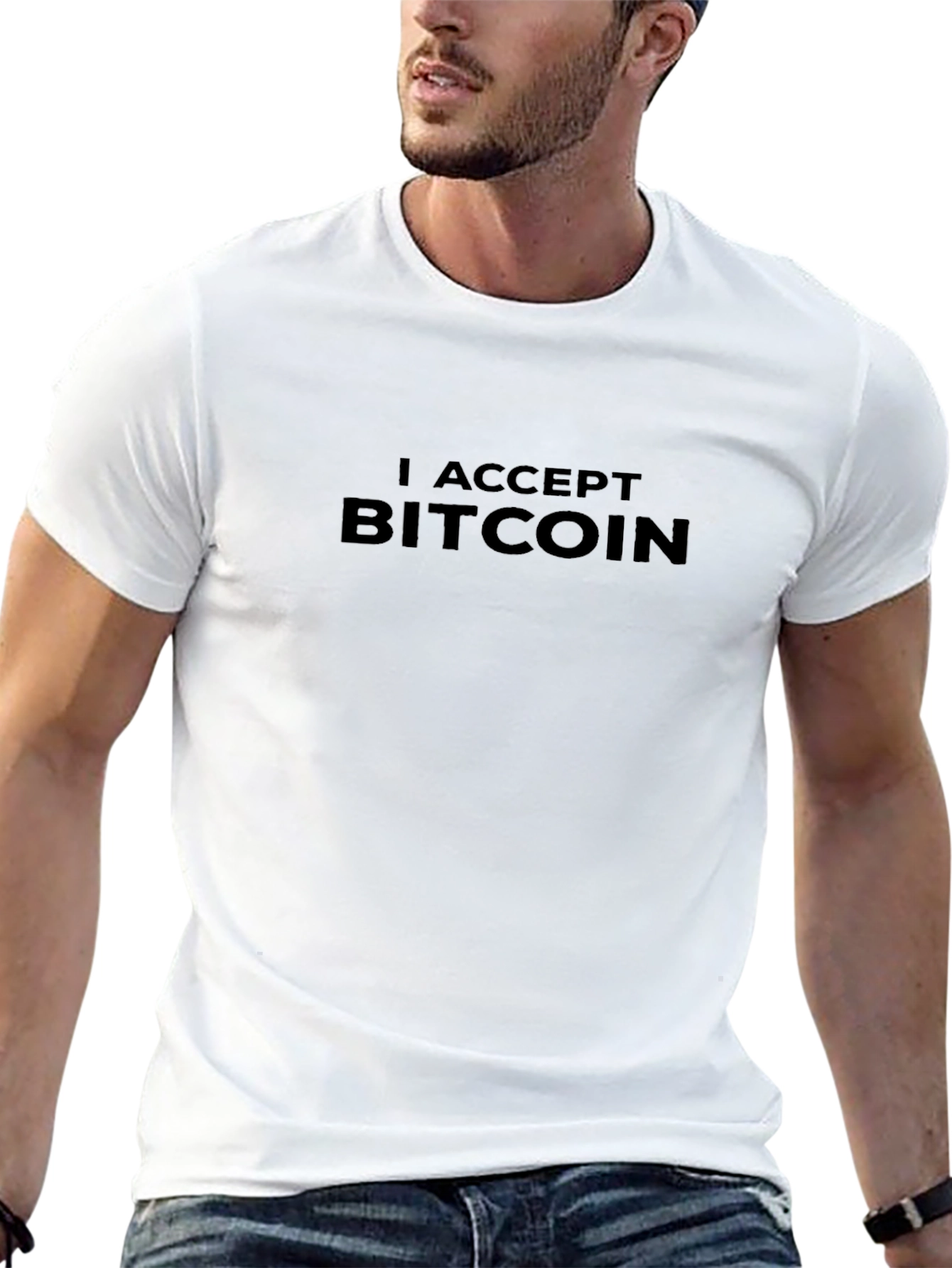I Accept Bitcoin Black Graphic Tee