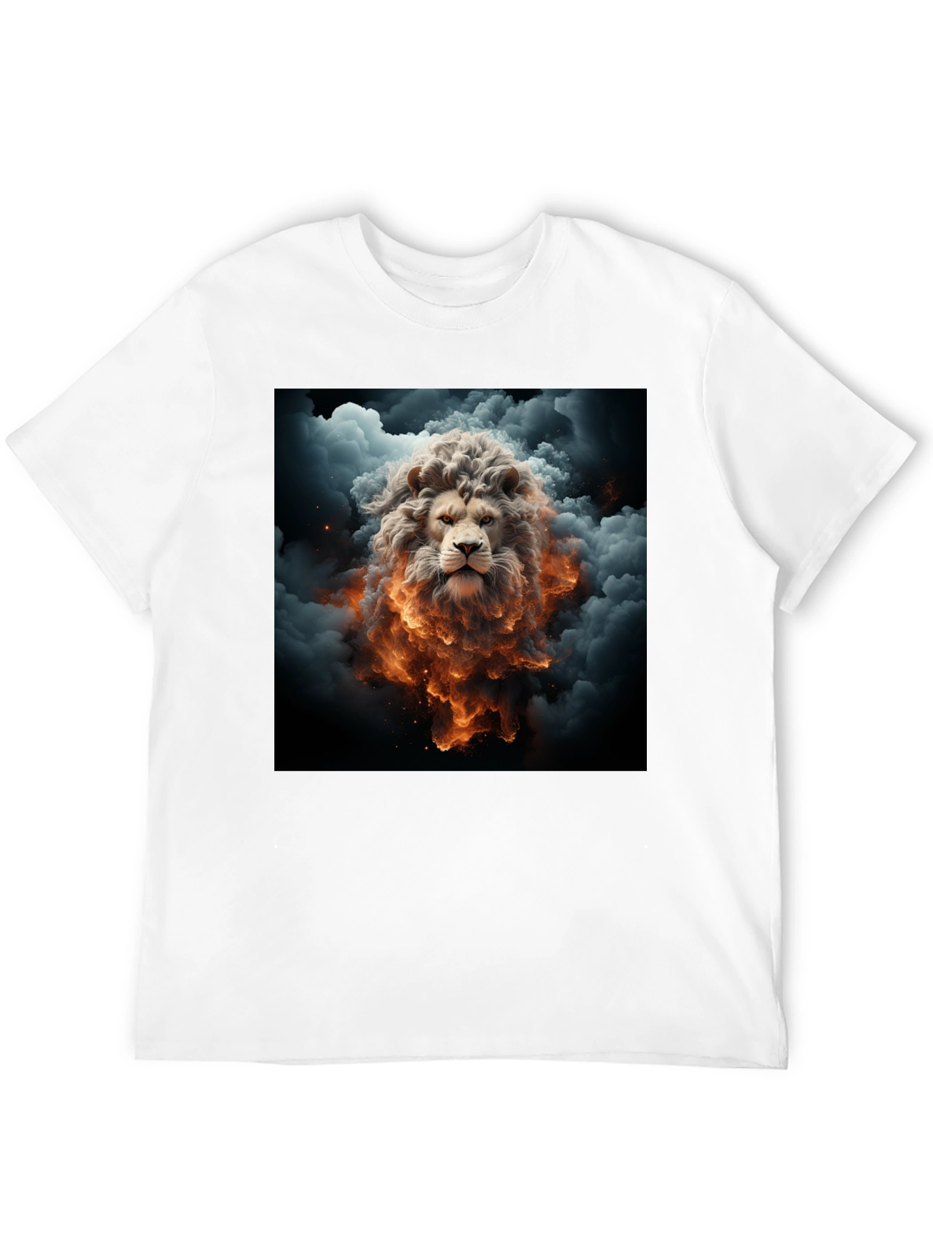 Lion Fire Cloud Graphic Black Tee