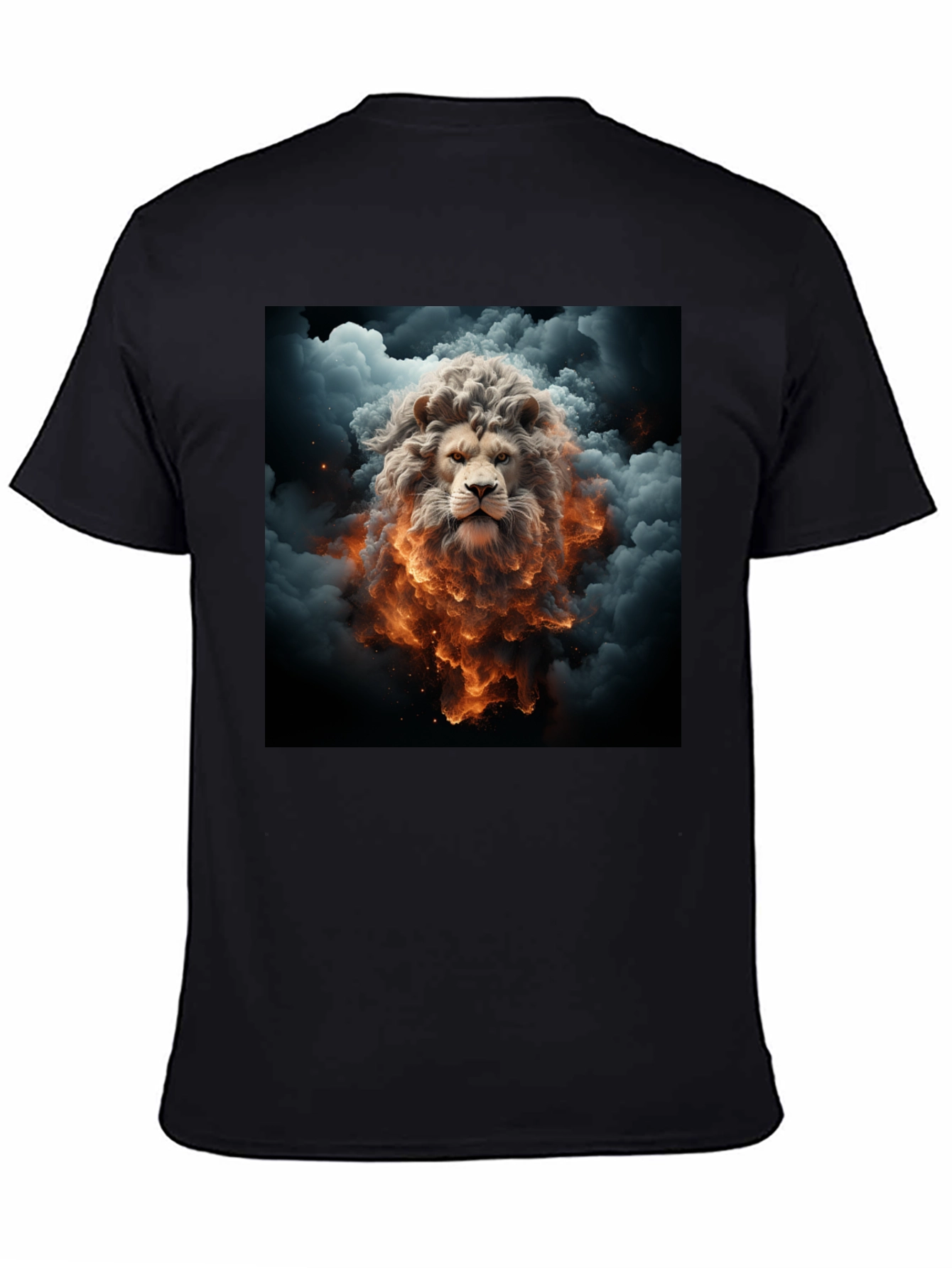 Lion Fire Cloud Graphic Black Tee