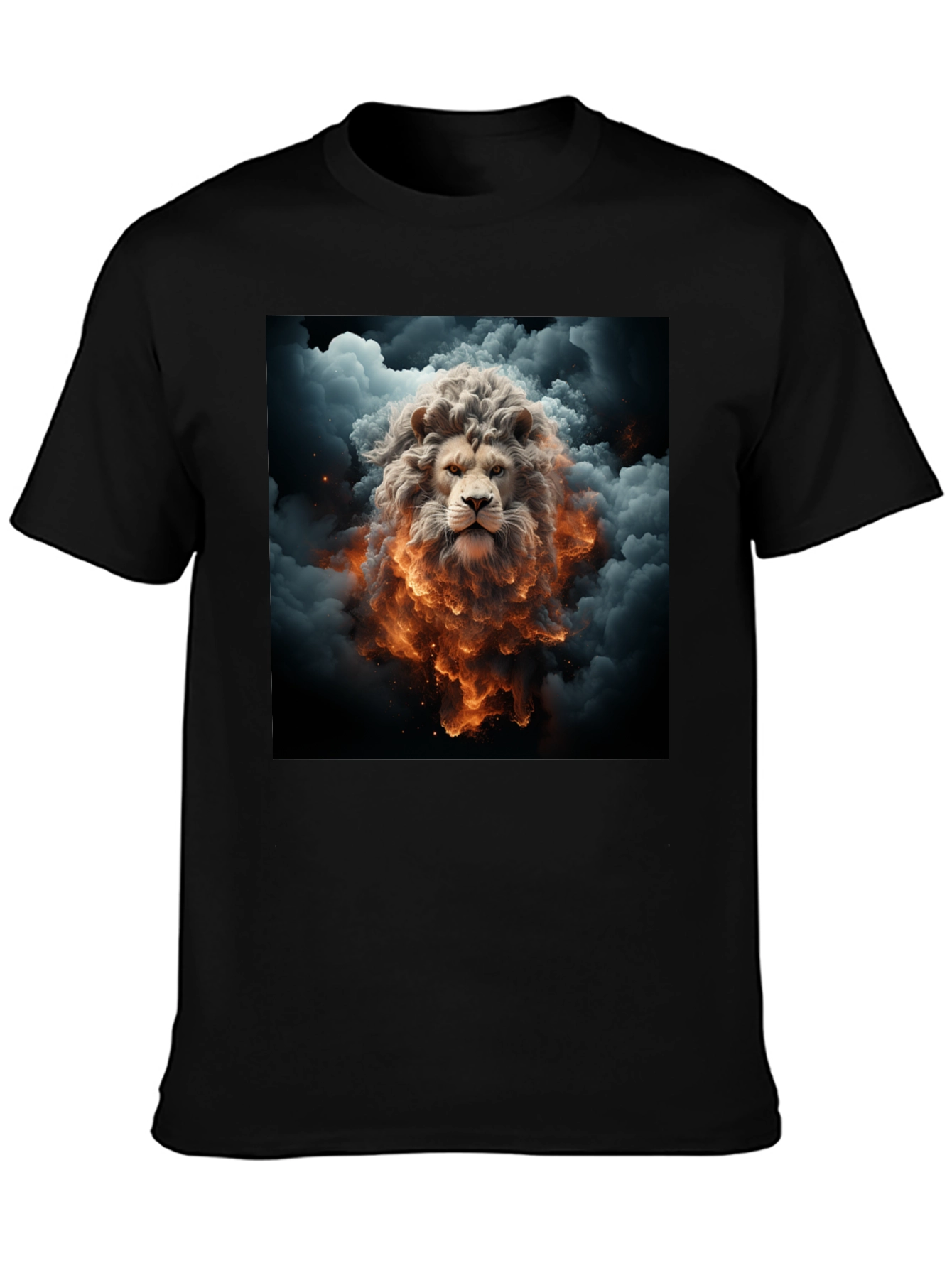Lion Fire Cloud Graphic Black Tee