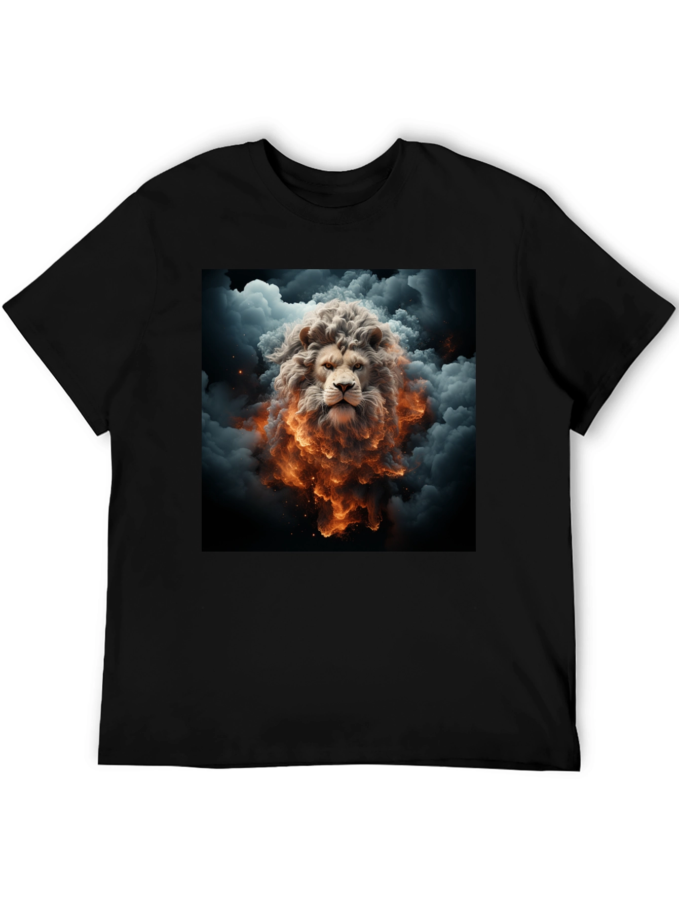 Lion Fire Cloud Graphic Black Tee