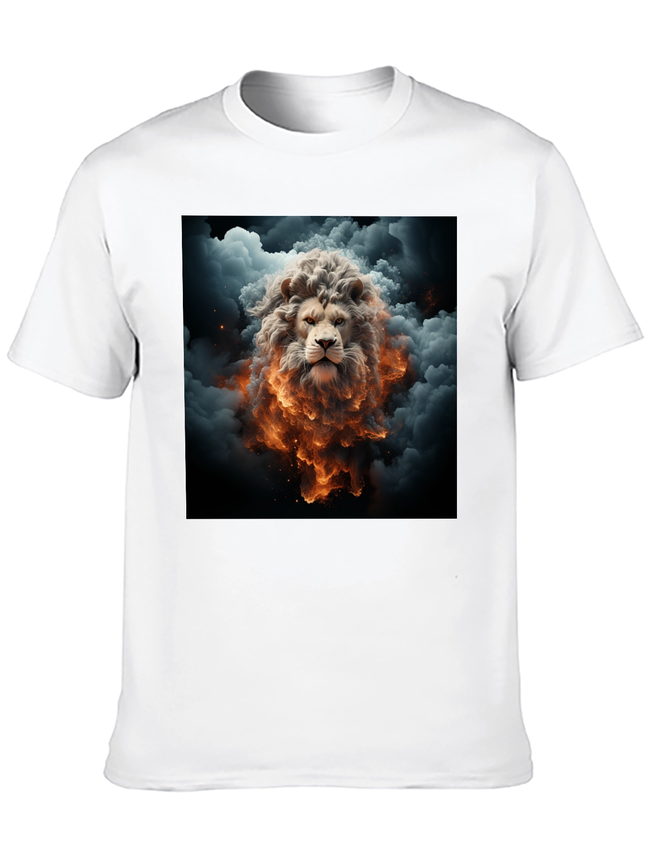 Lion Fire Cloud Graphic Black Tee