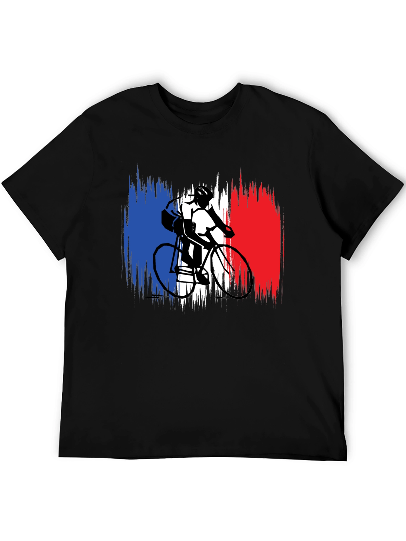 French Flag Cyclist Black T-Shirt