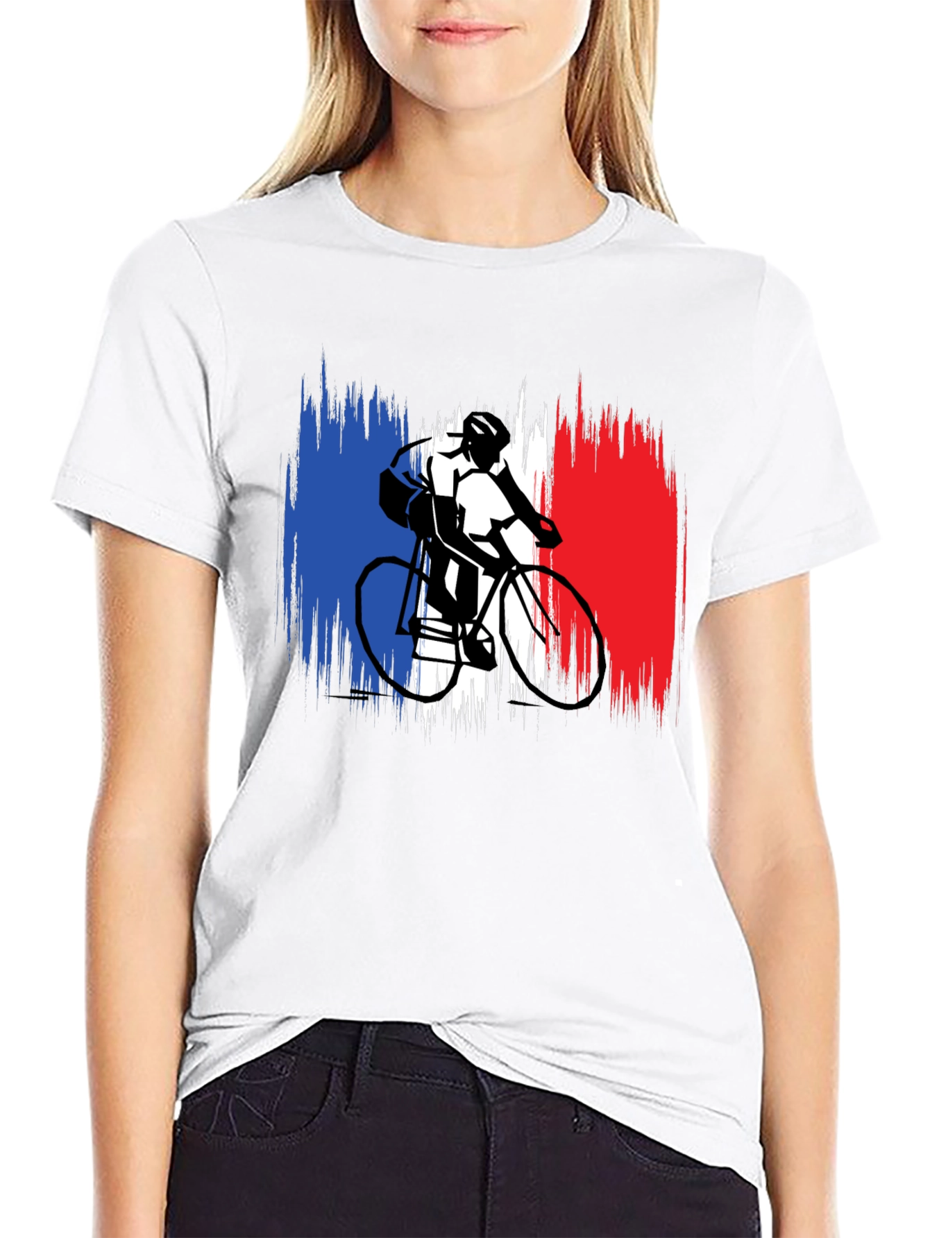 French Flag Cyclist Black T-Shirt