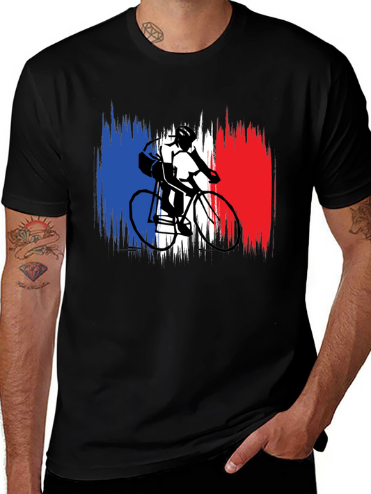 French Flag Cyclist Black T-Shirt