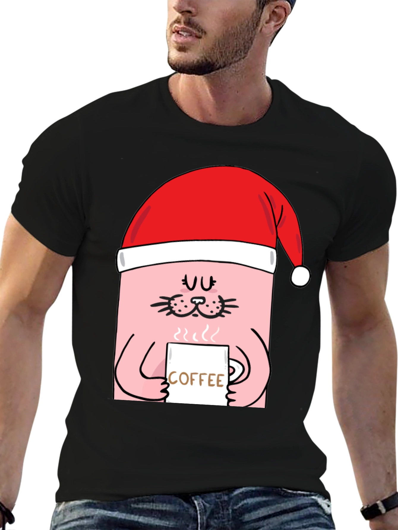 Festive Cat Coffee T-Shirt