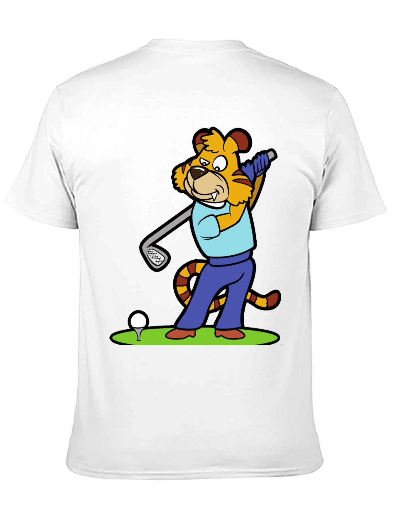 Tiger Golfer Graphic Tee - Unique Cartoon Design