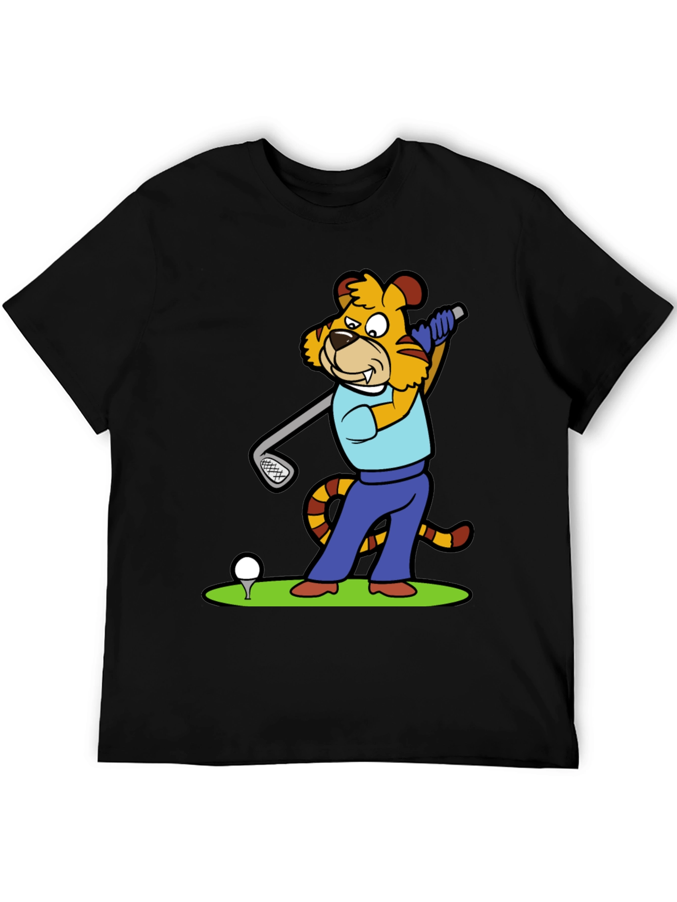 Tiger Golfer Graphic Tee - Unique Cartoon Design