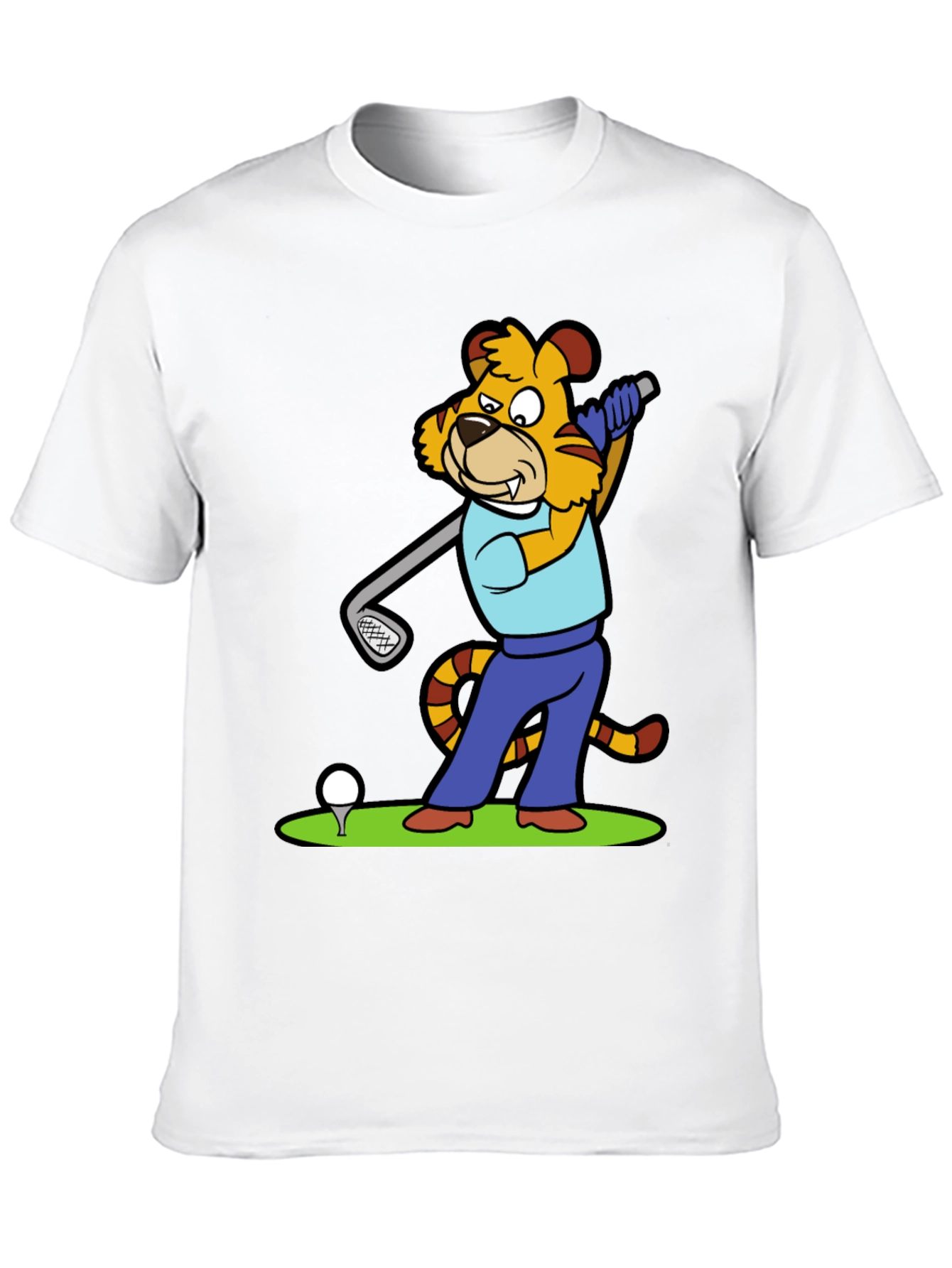 Tiger Golfer Graphic Tee - Unique Cartoon Design