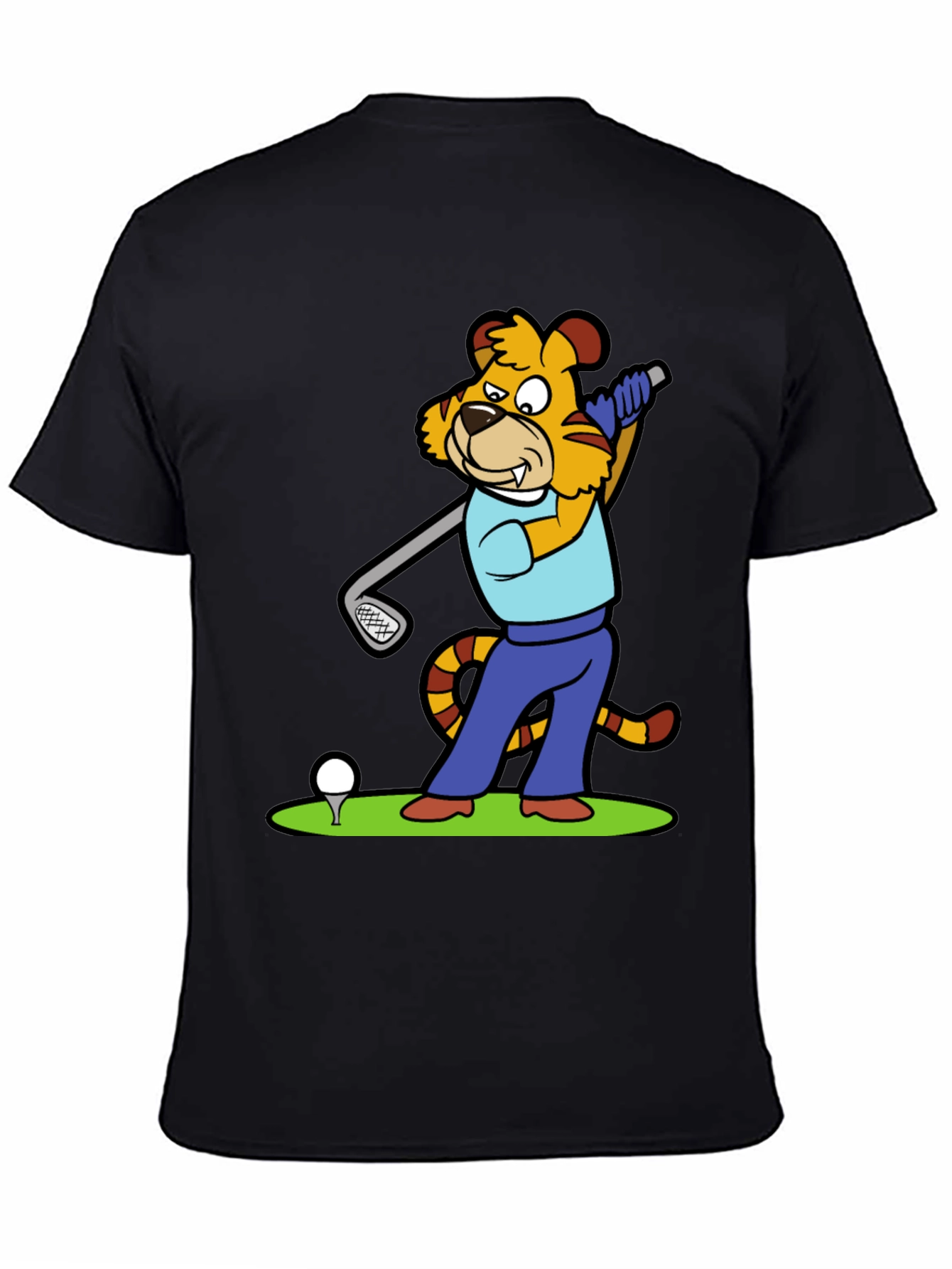Tiger Golfer Graphic Tee - Unique Cartoon Design