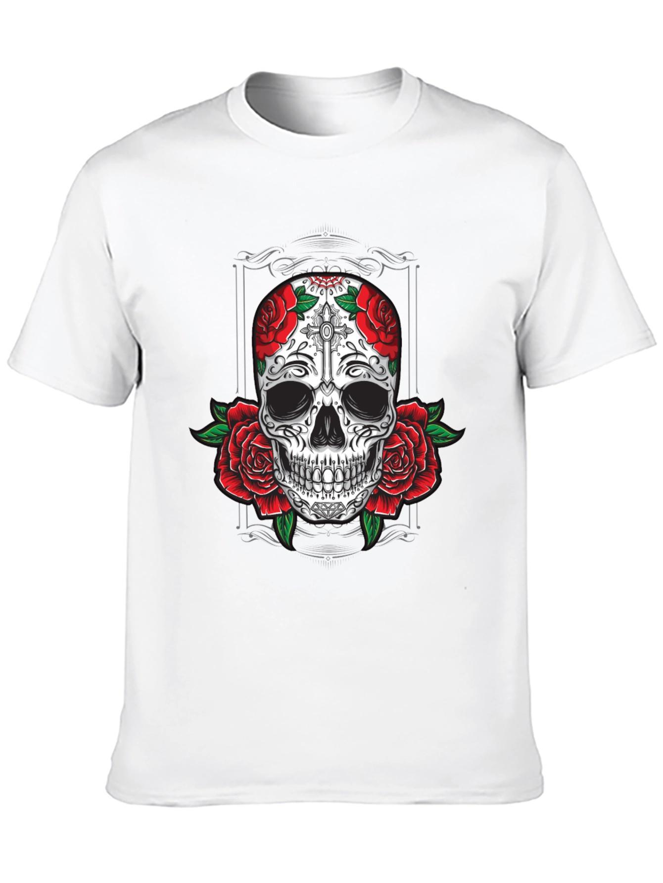 Skull & Roses Graphic Tee - Mens Black T-Shirt