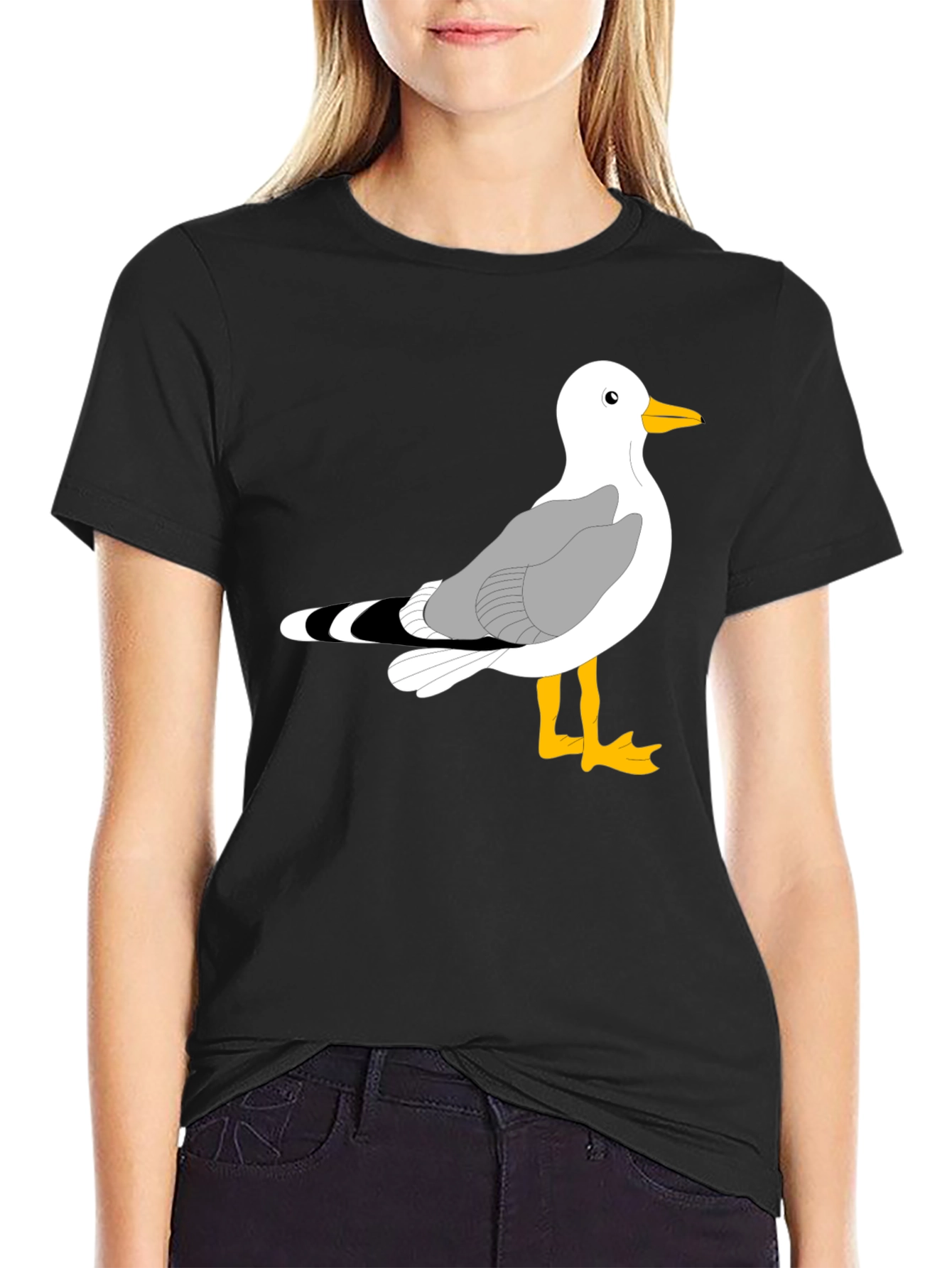 Seagull Graphic Tee - Black Cotton T-Shirt