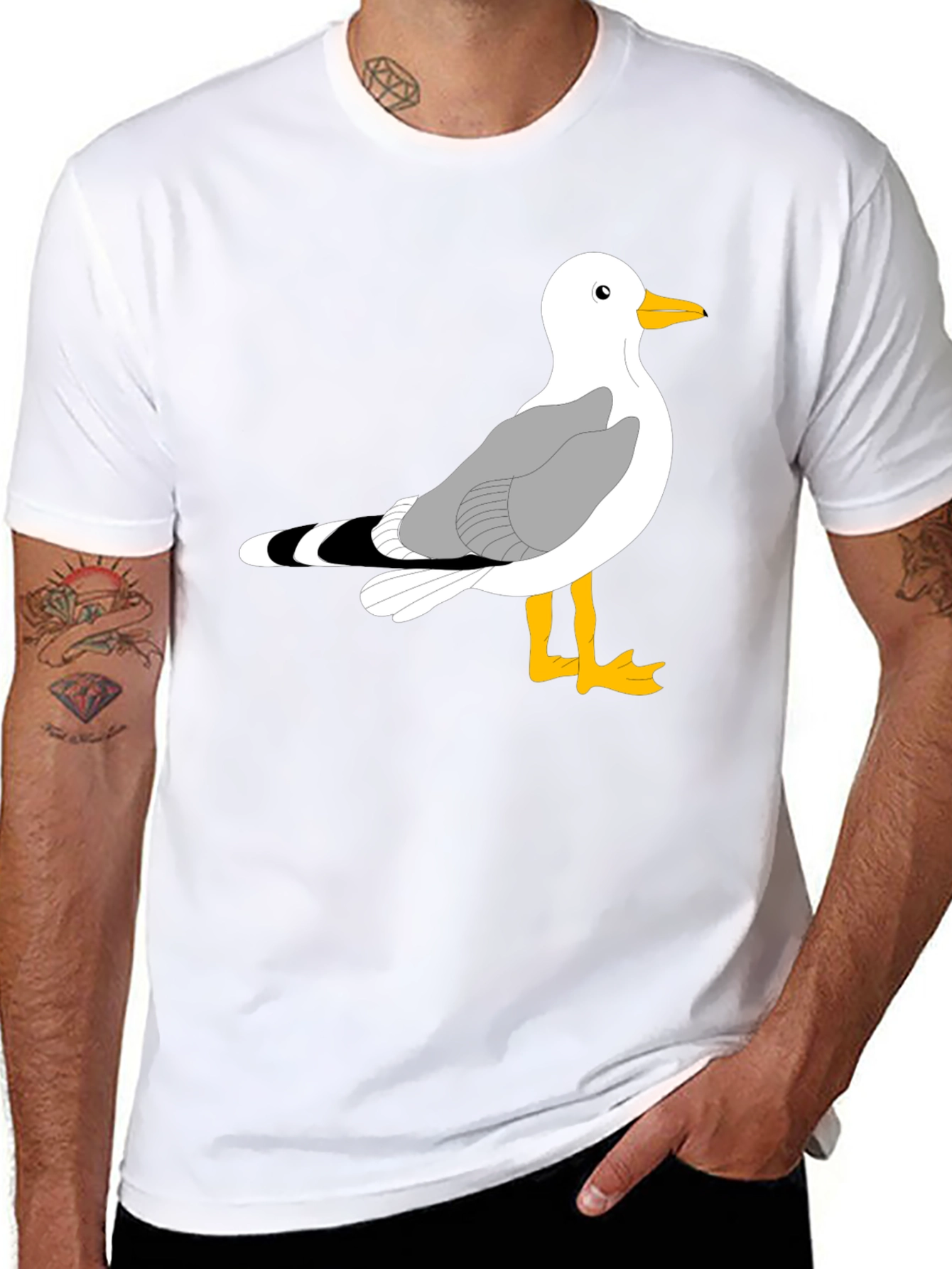 Seagull Graphic Tee - Black Cotton T-Shirt