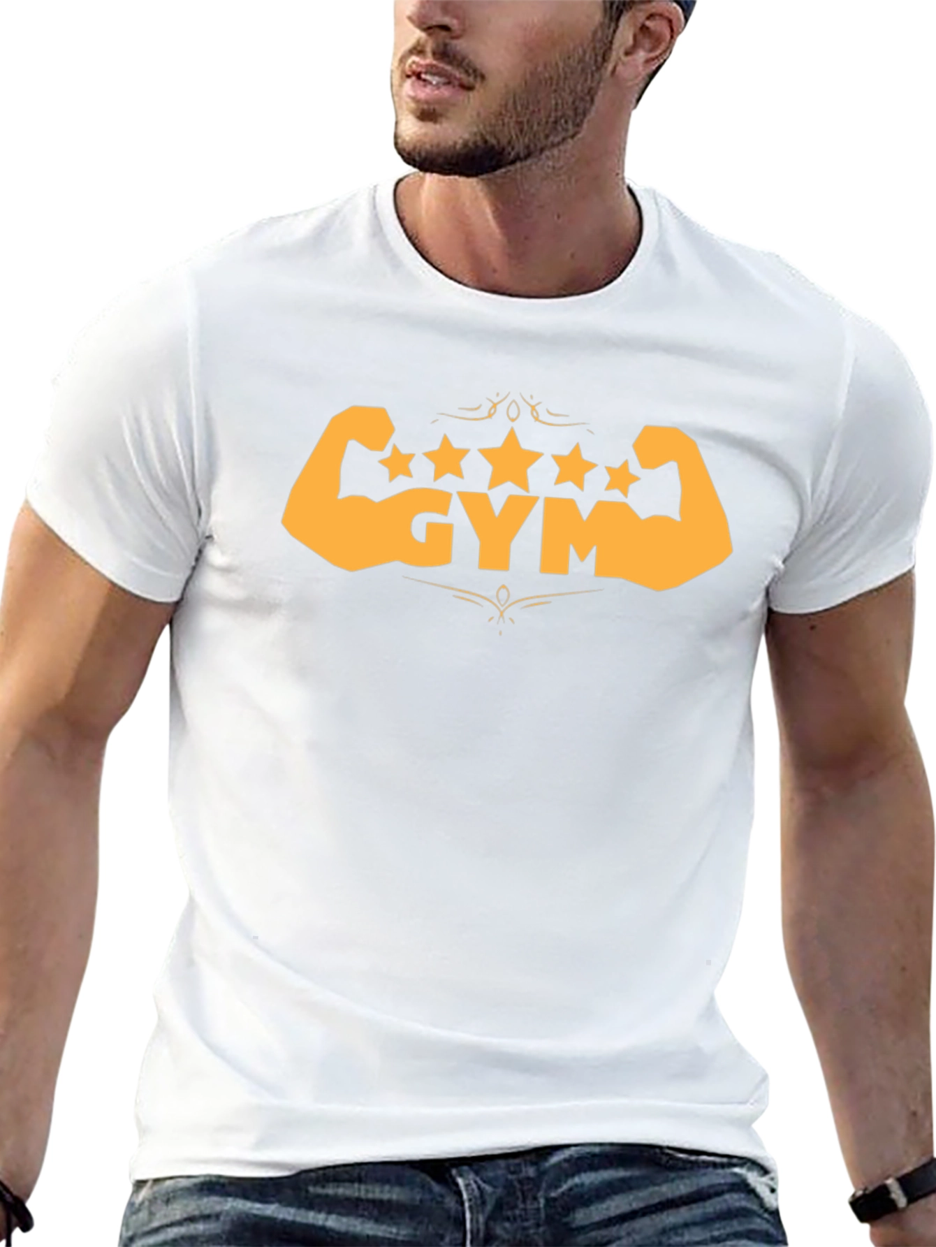 Gym Stars Black T-Shirt - Workout Muscle Design