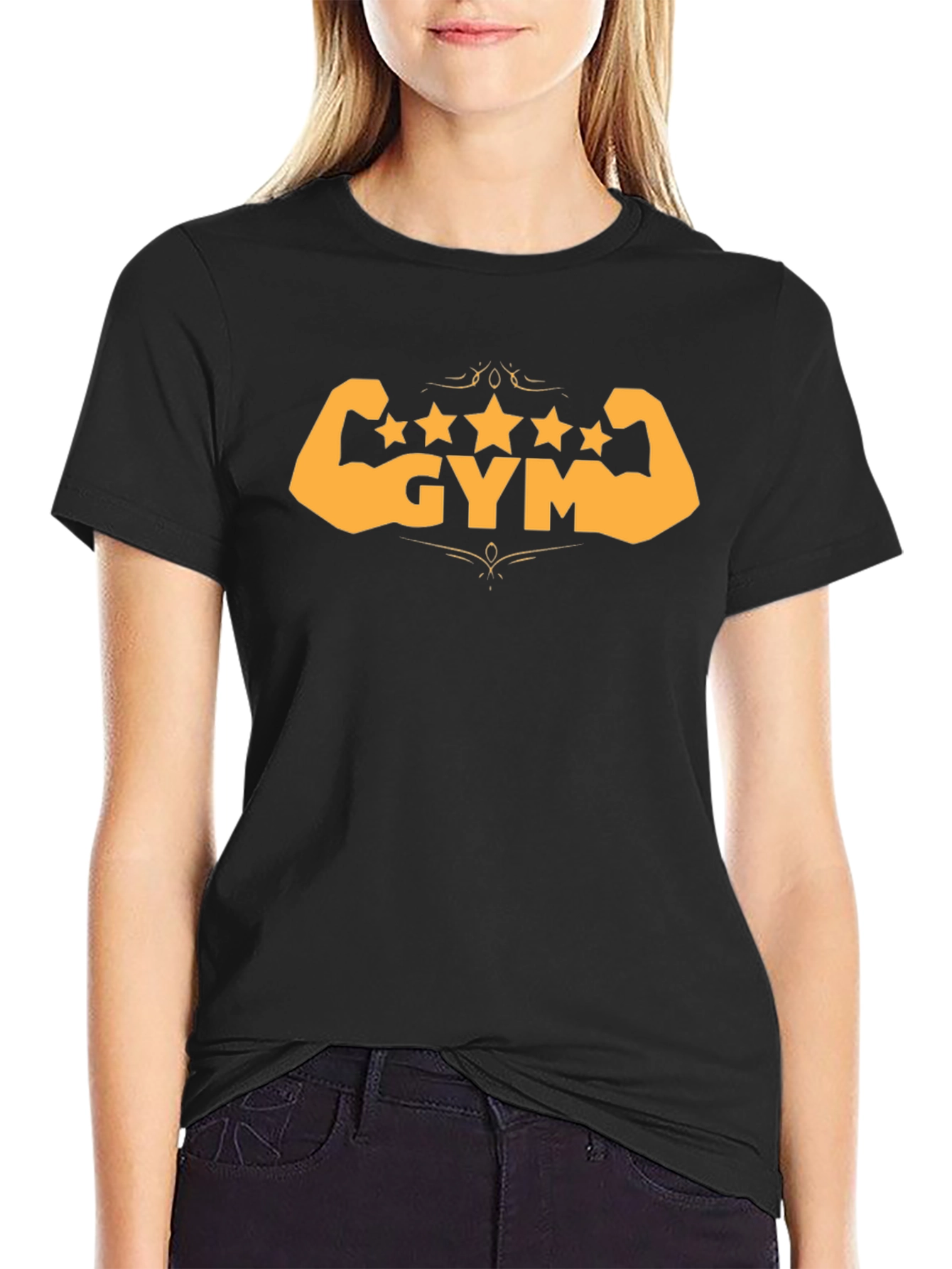 Gym Stars Black T-Shirt - Workout Muscle Design